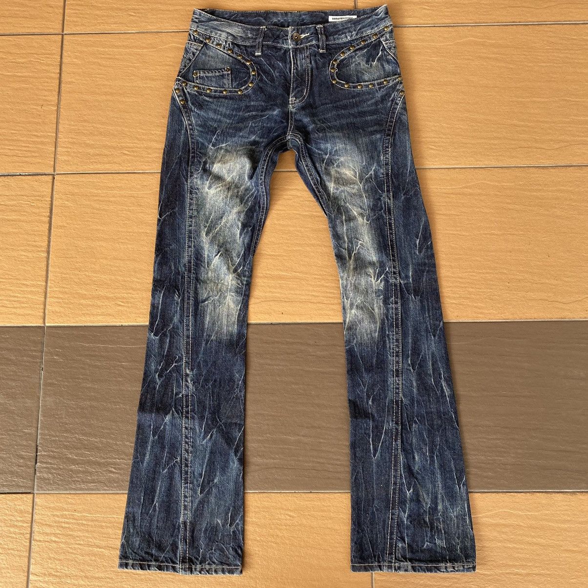 Japanese Brand Semantic Design Denim Flare Jeans Studded Size US 31 - 3 Thumbnail