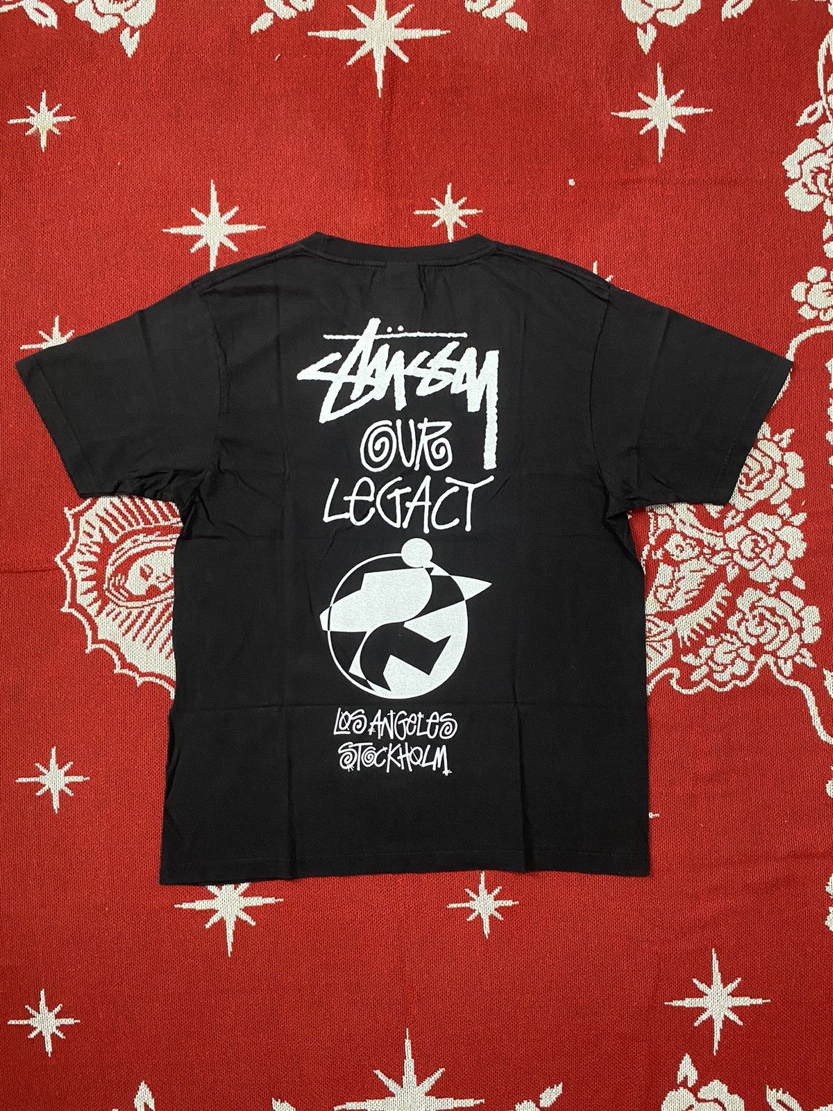 Our Legacy Stussy OL Surfman 2 Pig. Dyed Tee - Black | Grailed