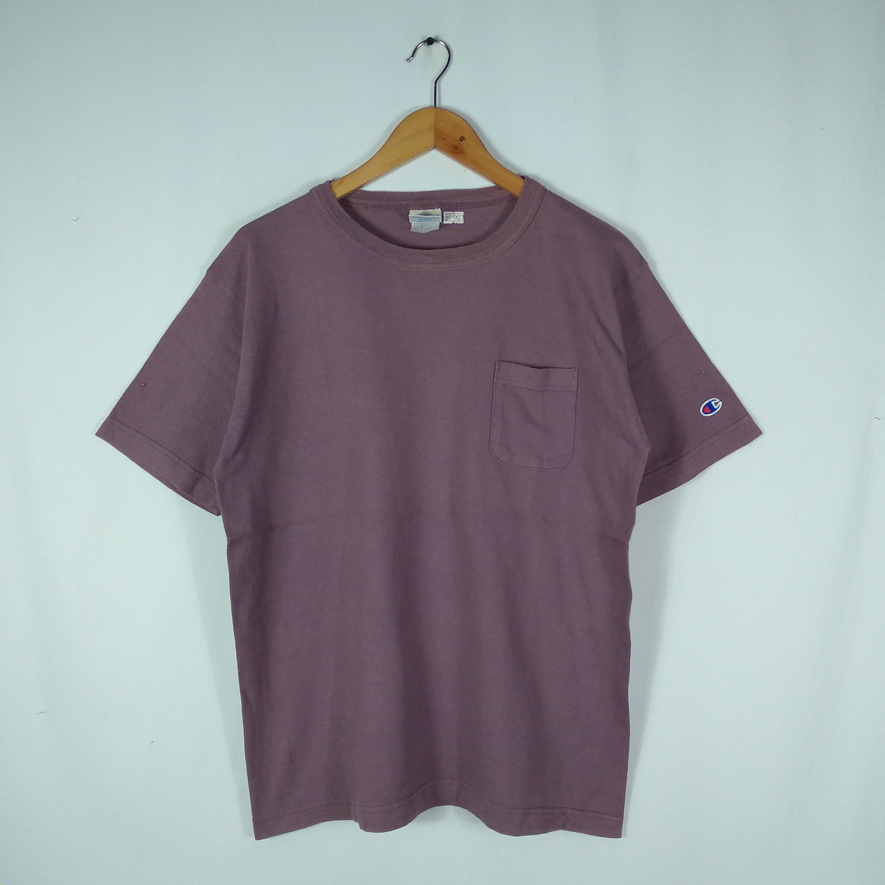 Champion × Vintage Vintage Champion Plain Single Pocket Mini Logo Tee Size US M / EU 48-50 / 2 - 1 Thumbnail