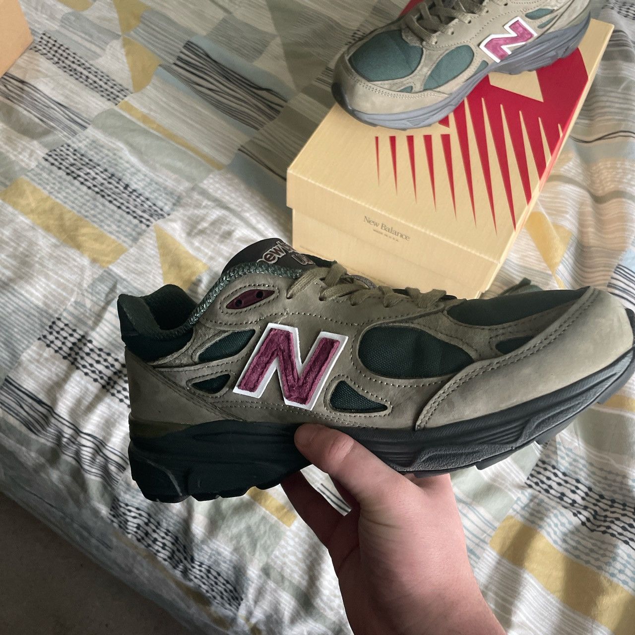 Aime Leon Dore × New Balance New balance 990v3 Teddy Santis green/purple Size US 8.5 / EU 41-42 - 2 Thumbnail