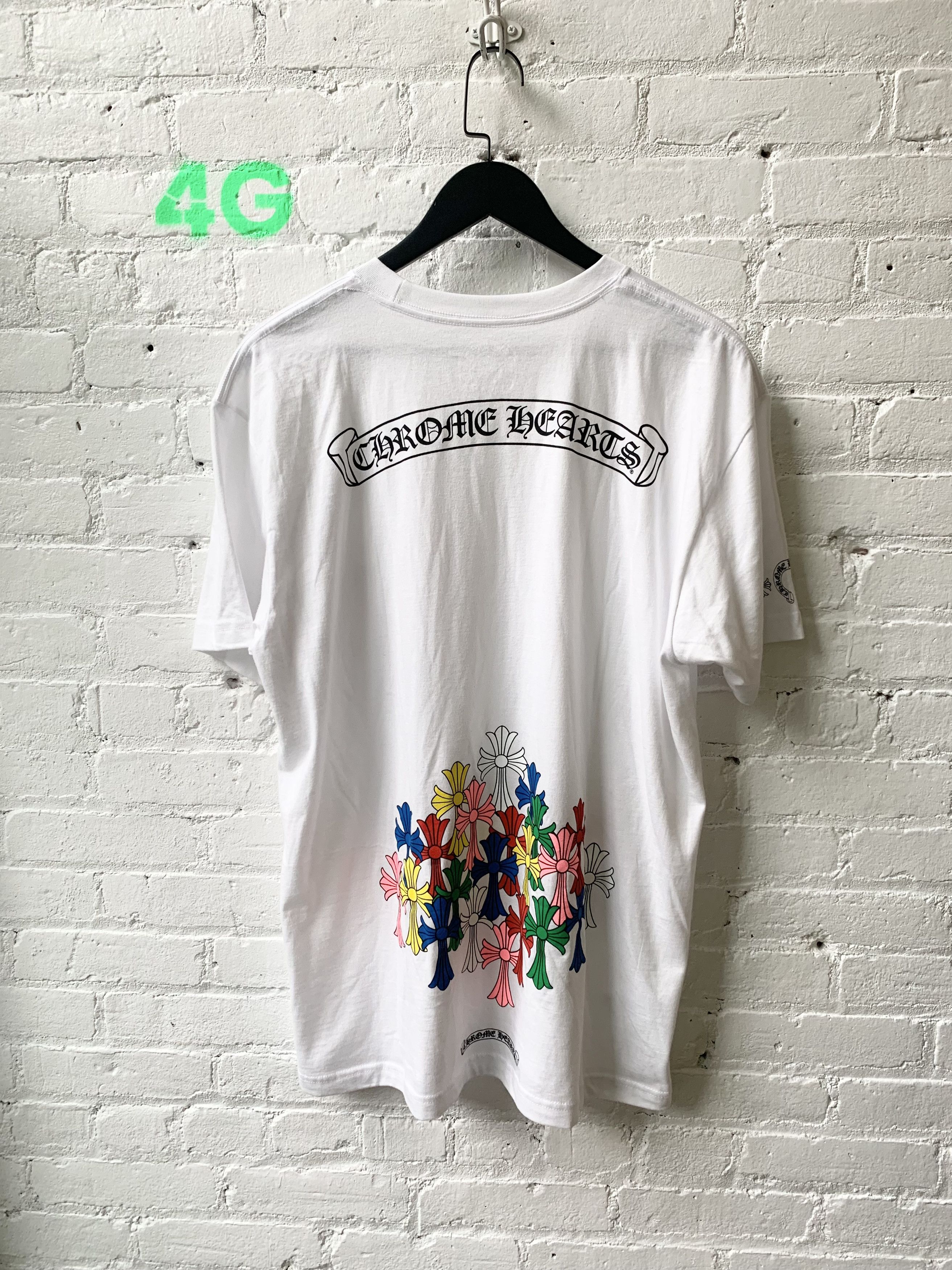 Image of Chrome Hearts Multi Color Cross Flooded Tee Size XL in White, Men's