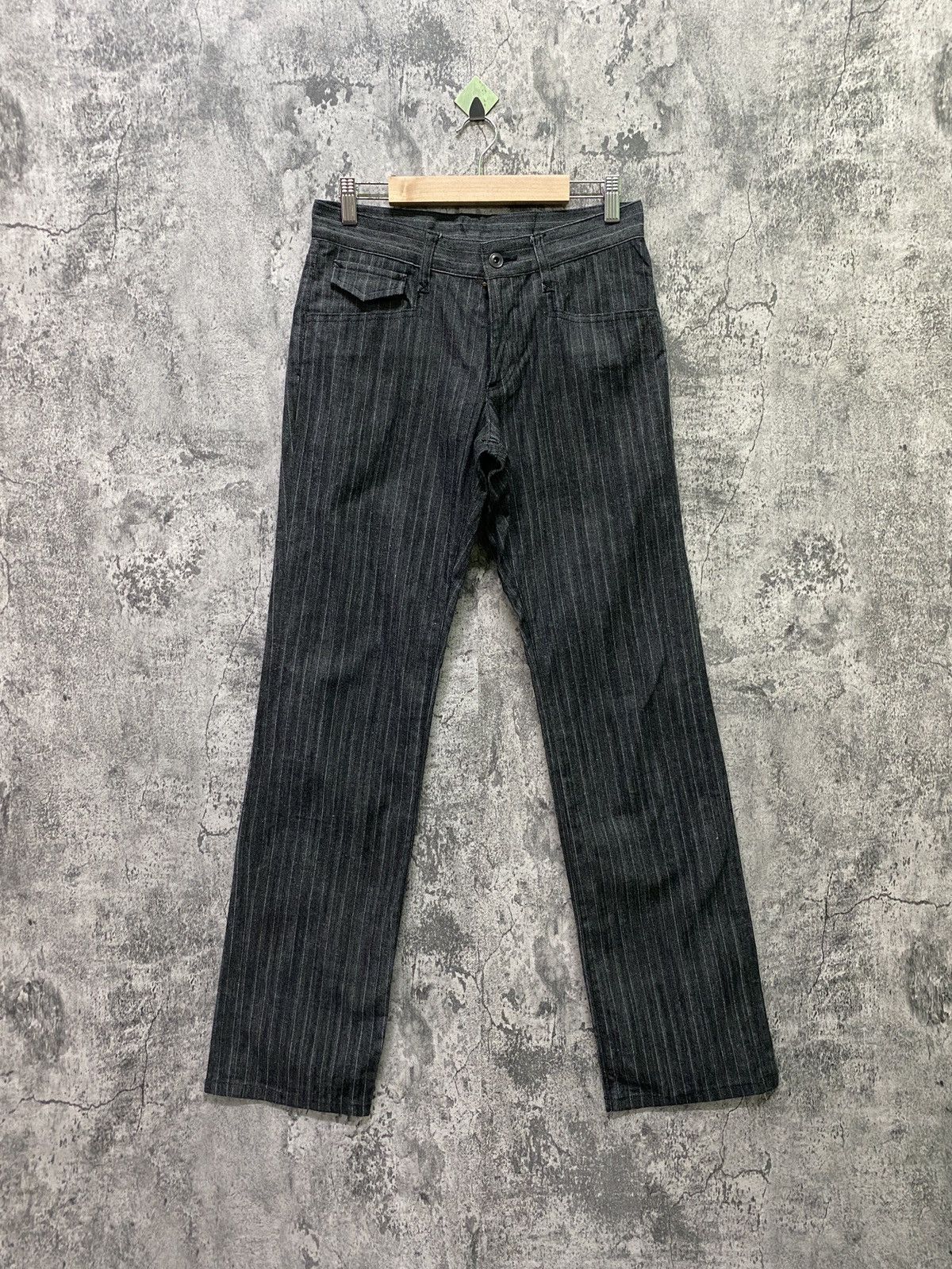 image of Japanese Made Comme Ca Ism Striped Pants in Black, Men's (Size 28)