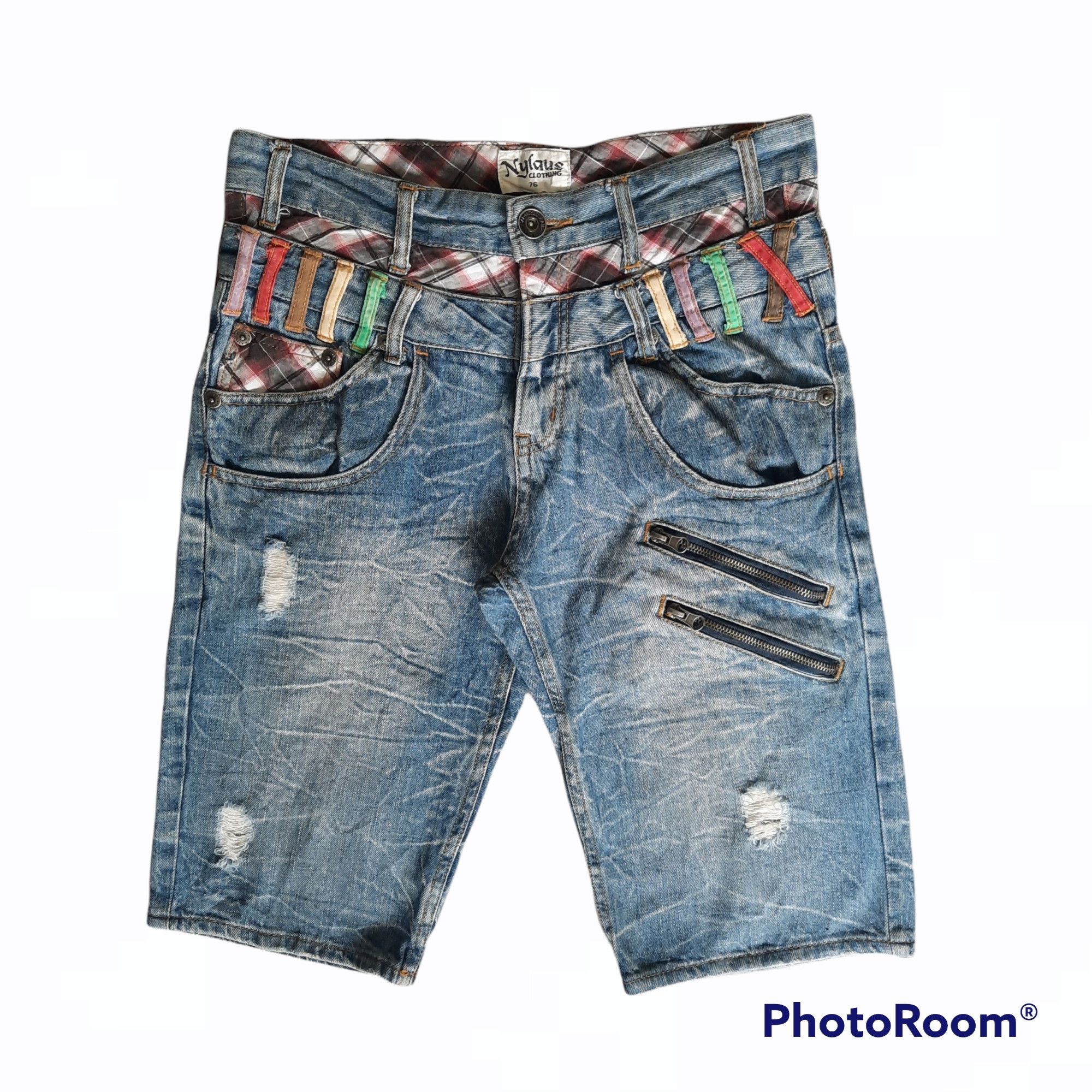 🔥Japanese brand nylaus double waist short denim pants
