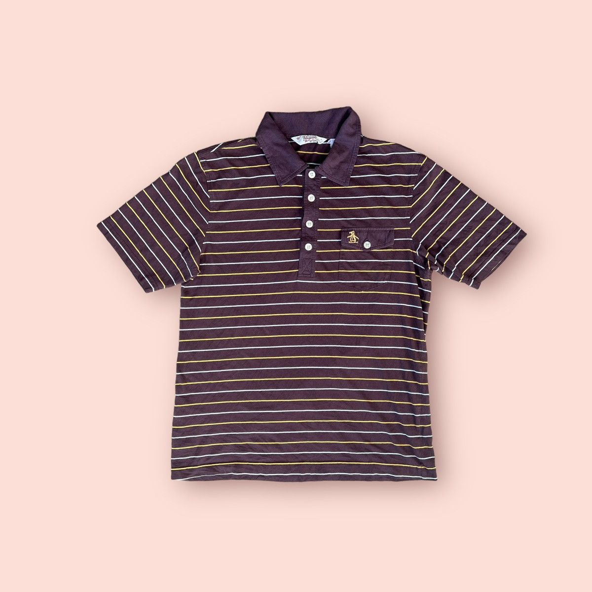 image of Grand Slam x Original Penguin Vintage Original Penguin Munsing Wear Stripes Pocket Polo T in Brown 