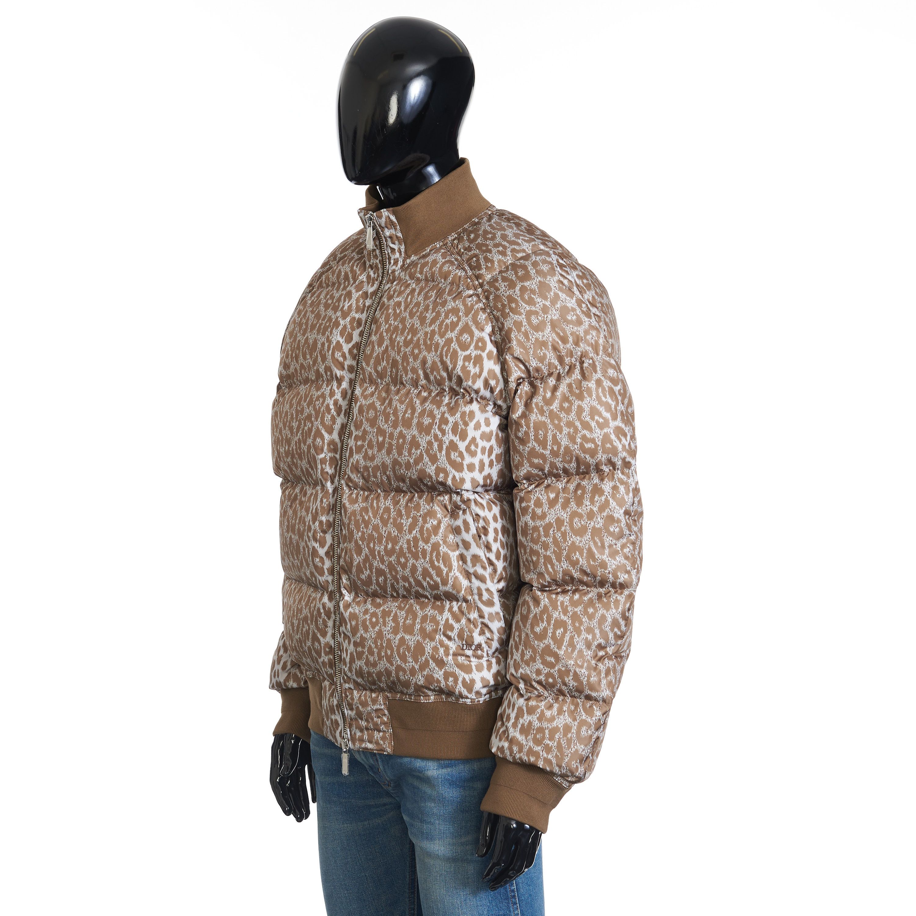 Goose Down Jacket In Leopard Print Technical Polyamide