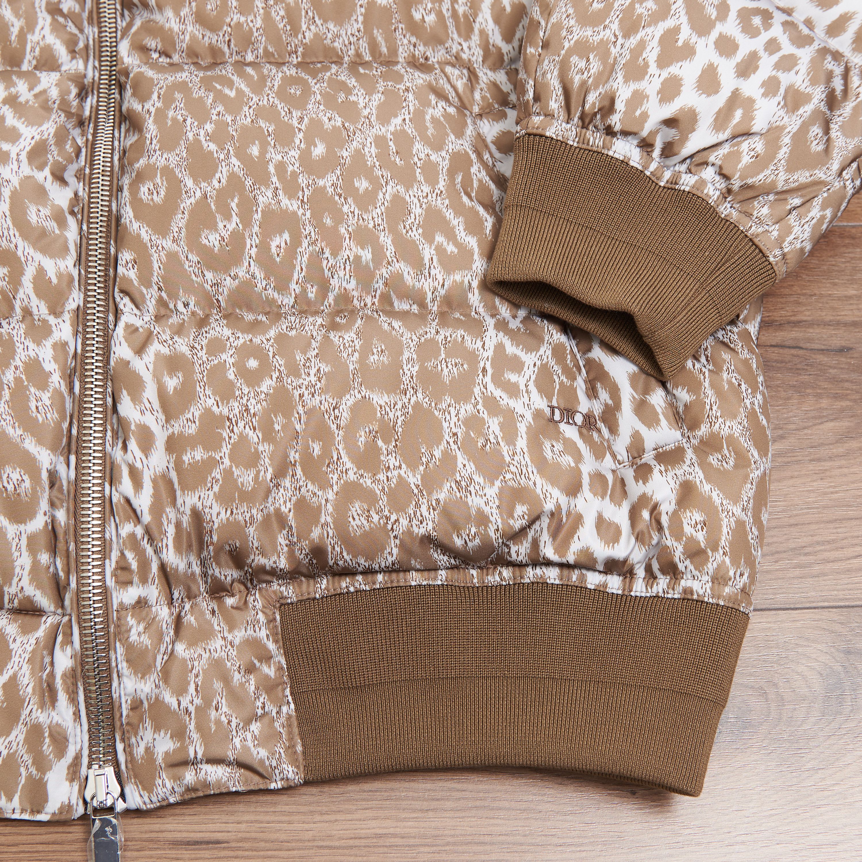 Goose Down Jacket In Leopard Print Technical Polyamide