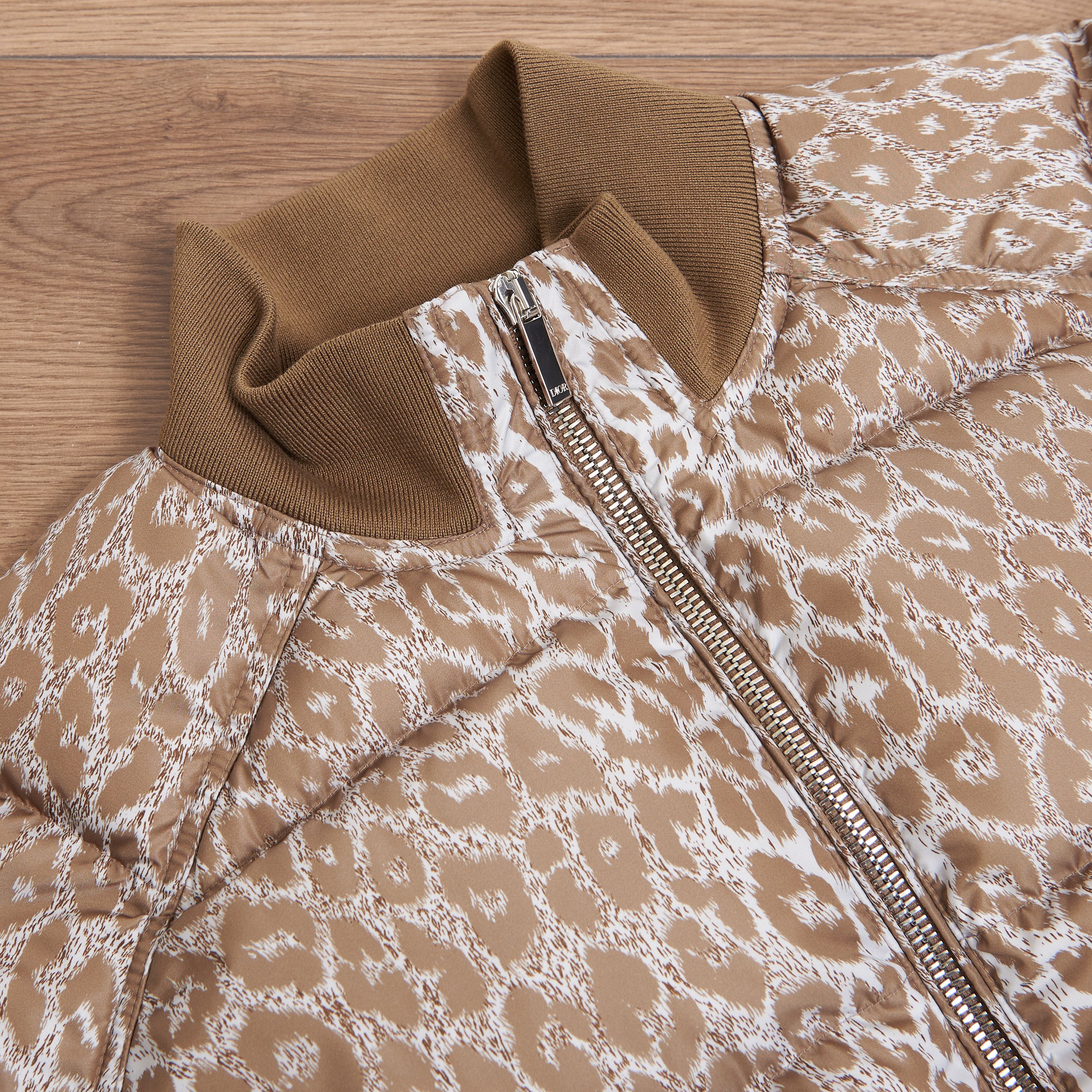 Goose Down Jacket In Leopard Print Technical Polyamide