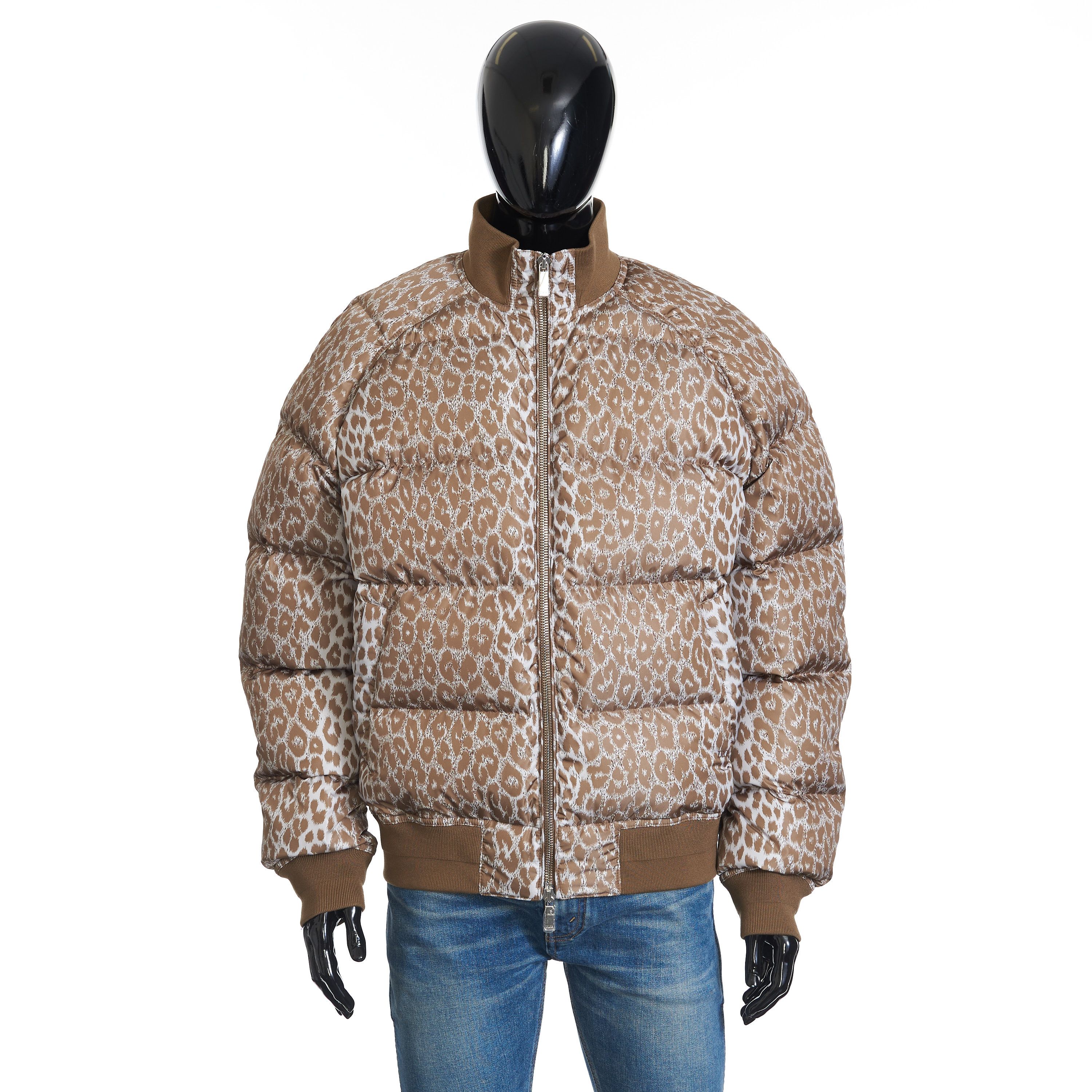 Goose Down Jacket In Leopard Print Technical Polyamide