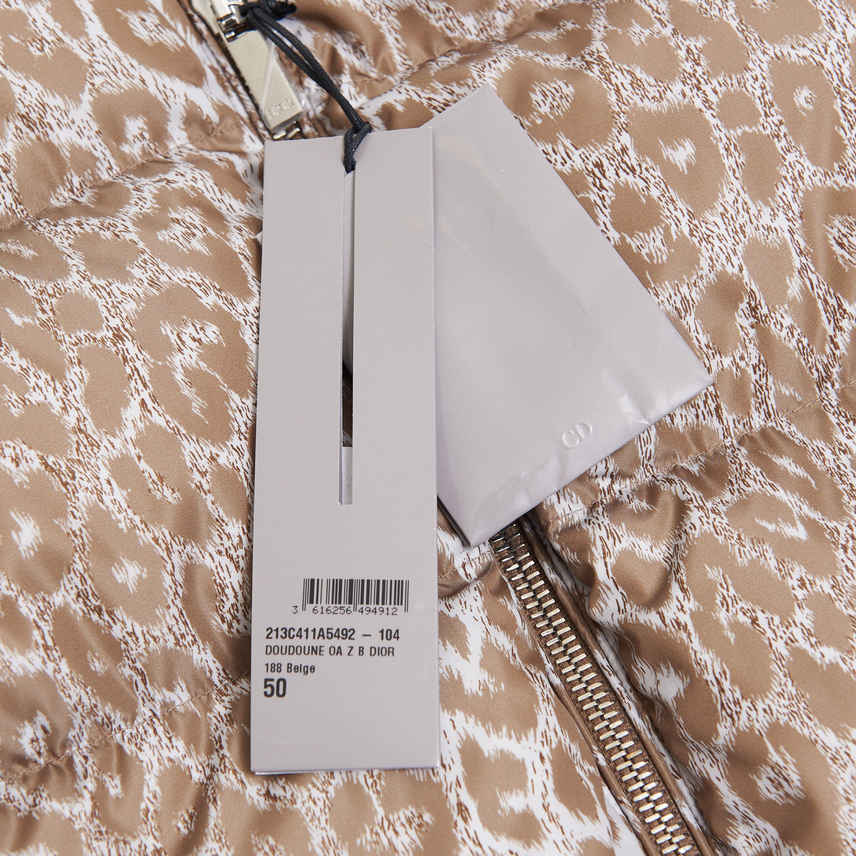 Goose Down Jacket In Leopard Print Technical Polyamide