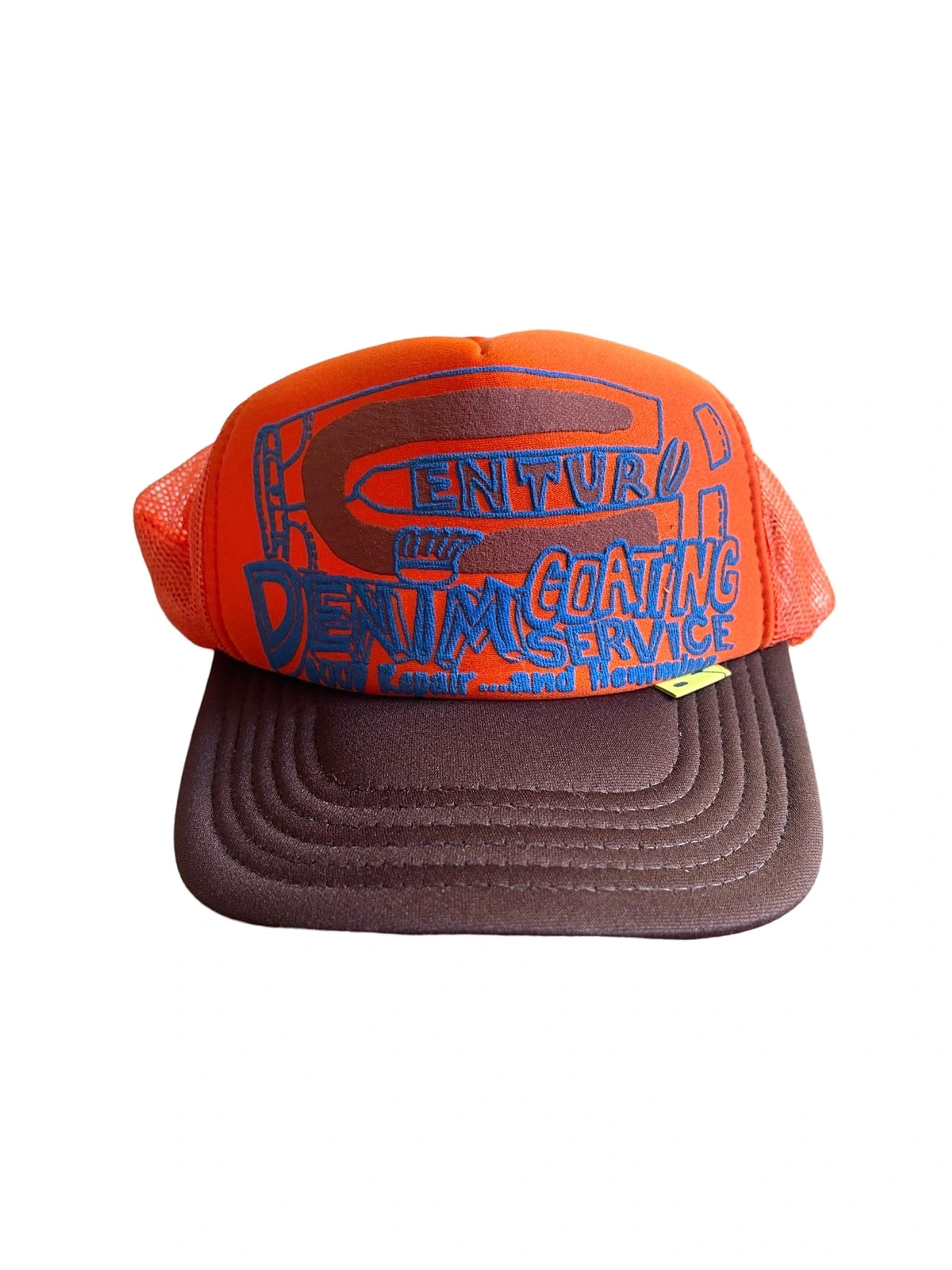 image of Kapital Tokyo Exclusive Century Denim Coating Trucker Hat in Orange, Men's