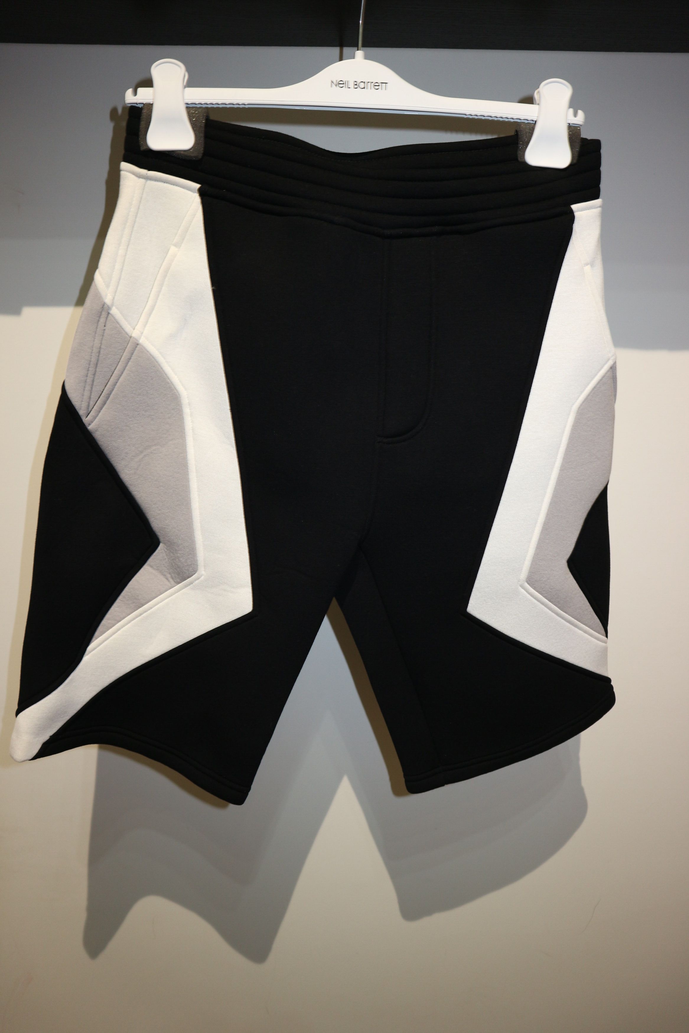 Pre-owned Neil Barrett Neoprene Inserts Shorts In Black/white/grey