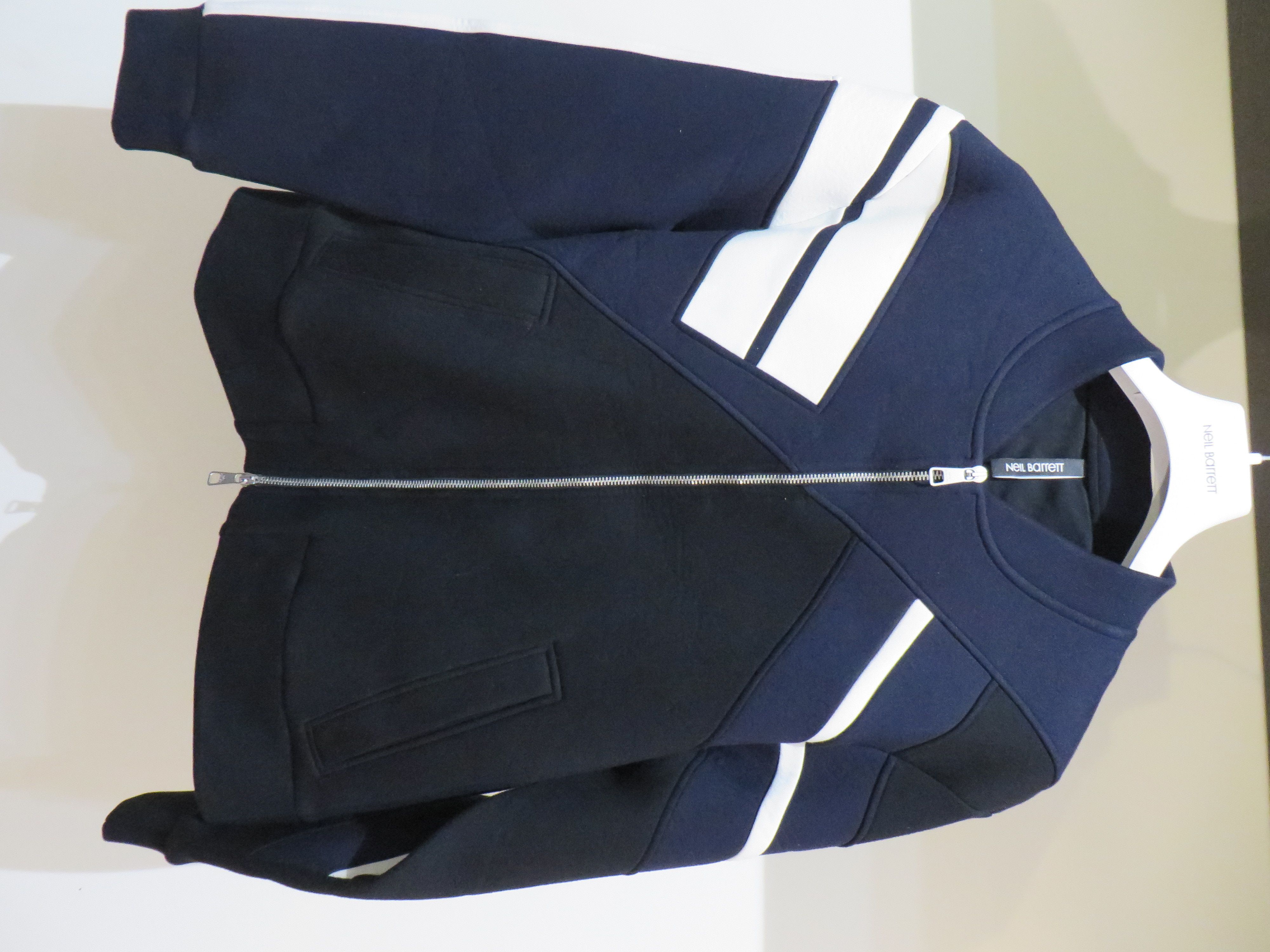 image of Neil Barrett Neoprene Inserts Bomber Jacket in Navy, Men's (Size Medium)