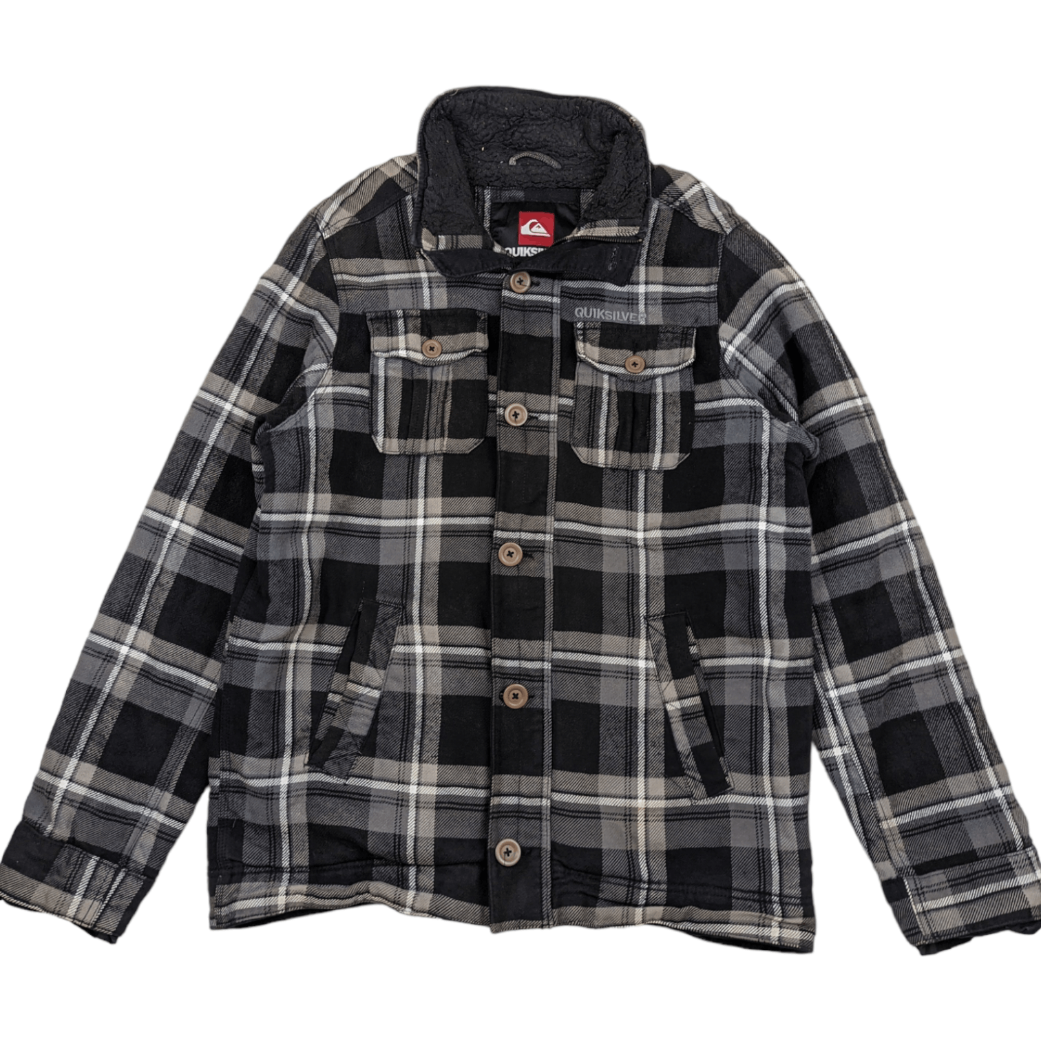 Quiksilver Vintage 90's QUIKSILVER Check Winter Jacket Flannel Style Size US L / EU 52-54 / 3 - 2 Thumbnail