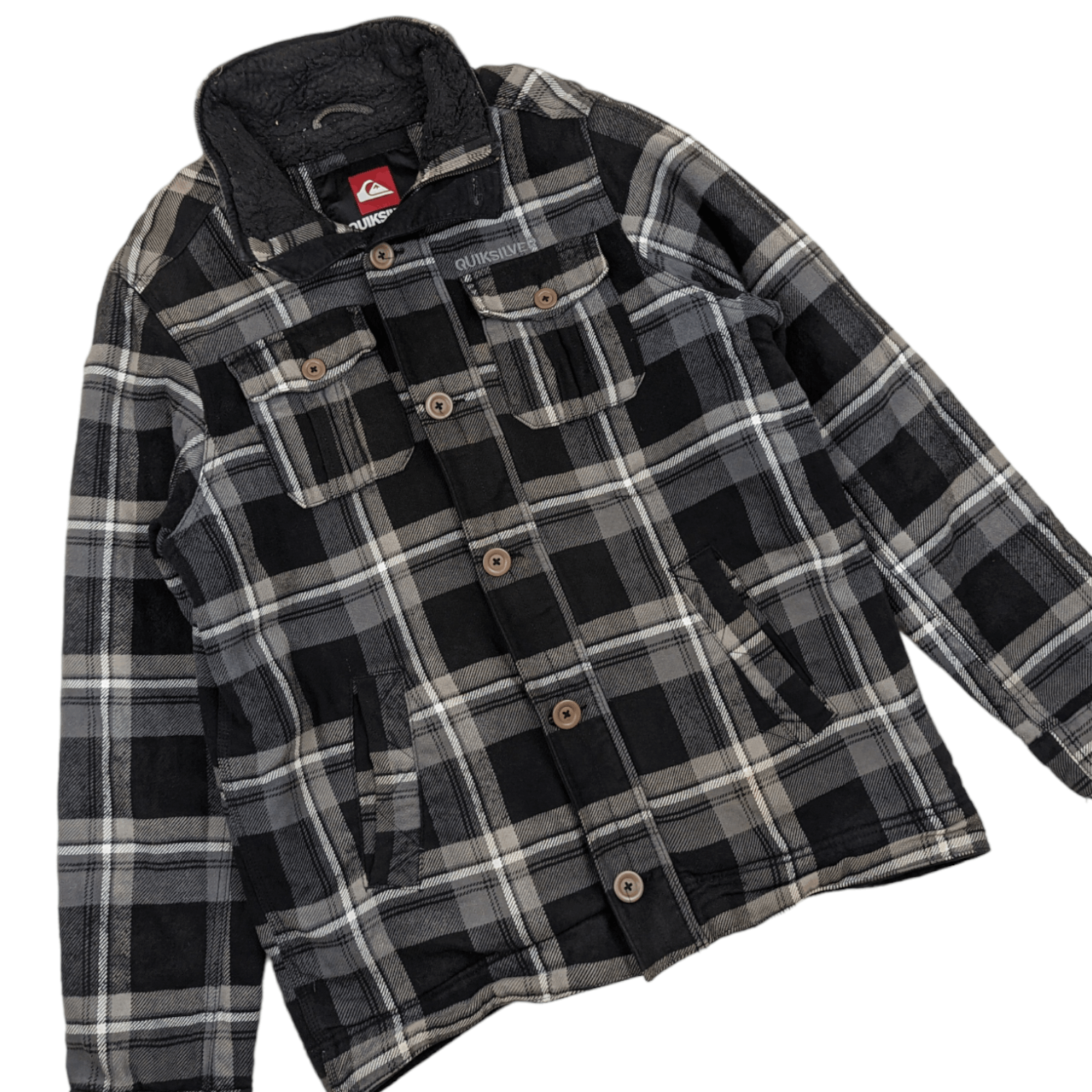 Quiksilver Vintage 90's QUIKSILVER Check Winter Jacket Flannel Style Size US L / EU 52-54 / 3 - 3 Thumbnail