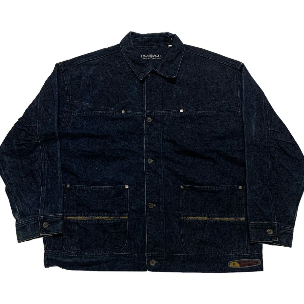 image of Oversized Pelle Pelle Marc Buchanan Denim Jacket in Blue Denim, Men's (Size XL)