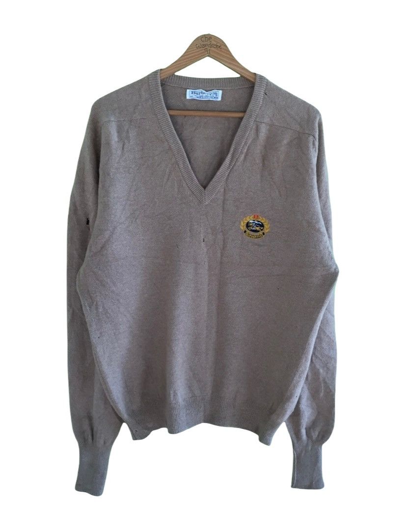Burberry × Vintage Vintage Distressed Burberrys V-Neck Sweater Pure Lambswool Size US L / EU 52-54 / 3 - 1 Thumbnail