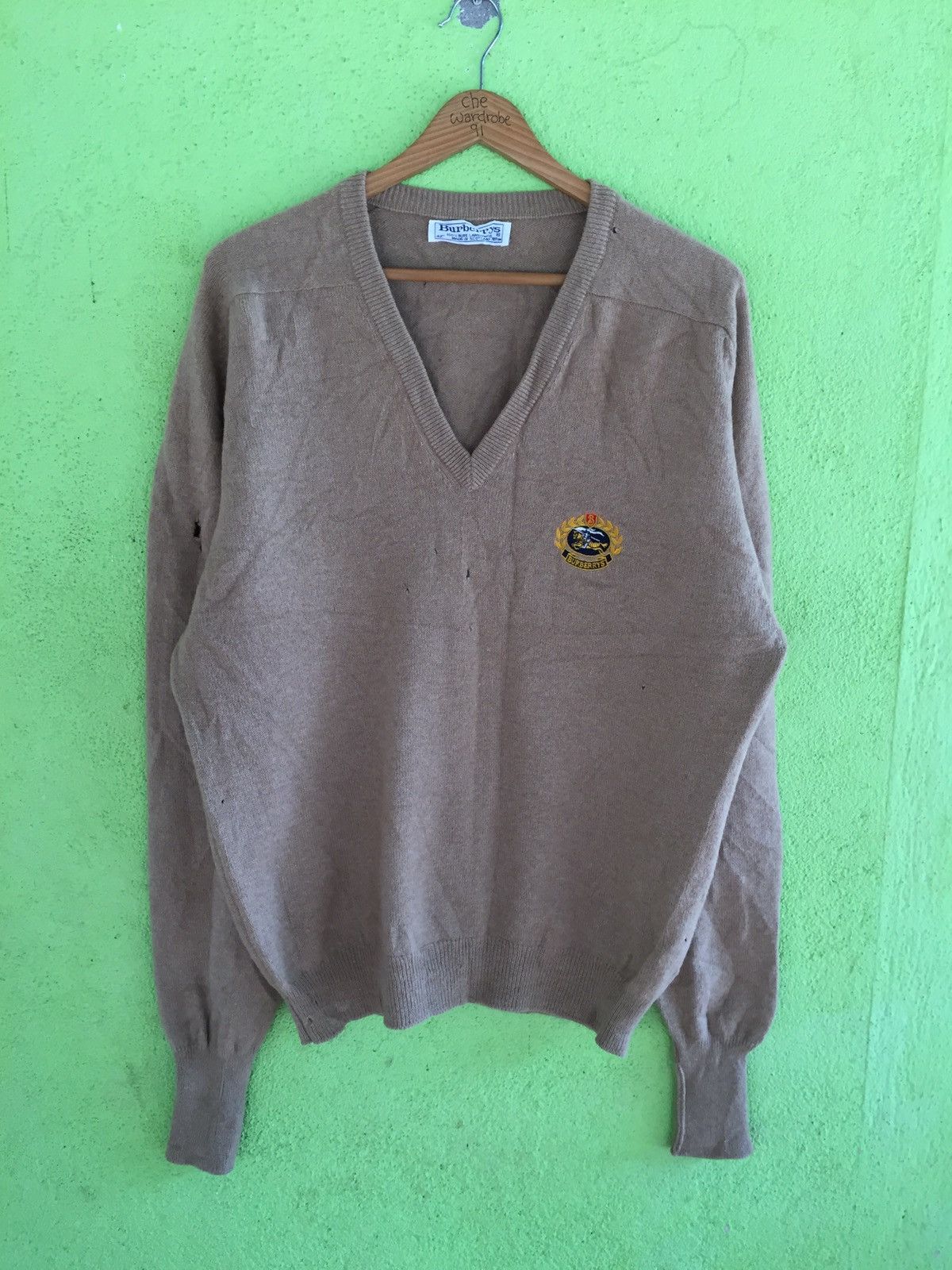 Burberry × Vintage Vintage Distressed Burberrys V-Neck Sweater Pure Lambswool Size US L / EU 52-54 / 3 - 2 Thumbnail