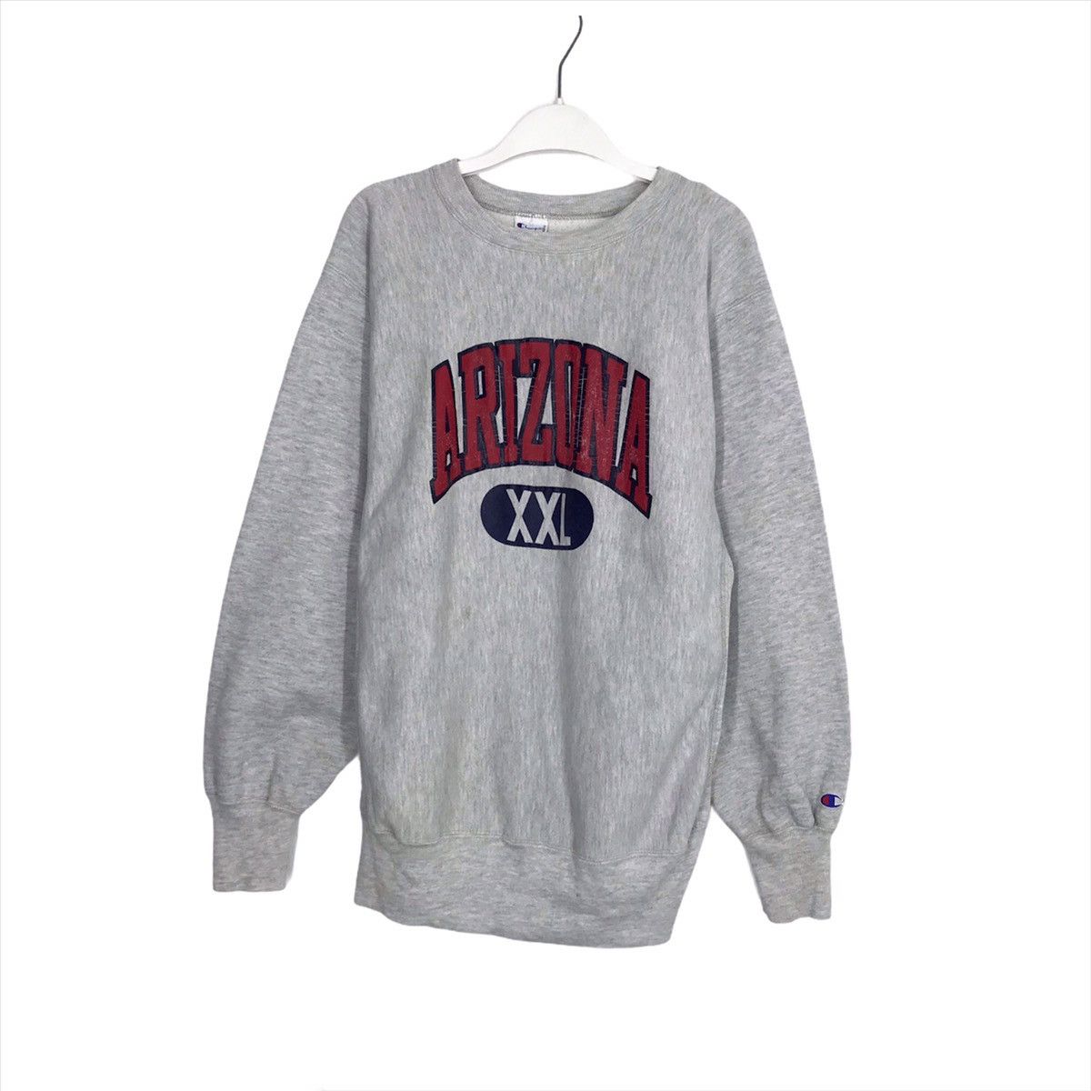 image of 1990X Clothing x Champion Vintage 90’S Champion Reverse Weave Biglogo Arizona Xxl in Grey (Size Med