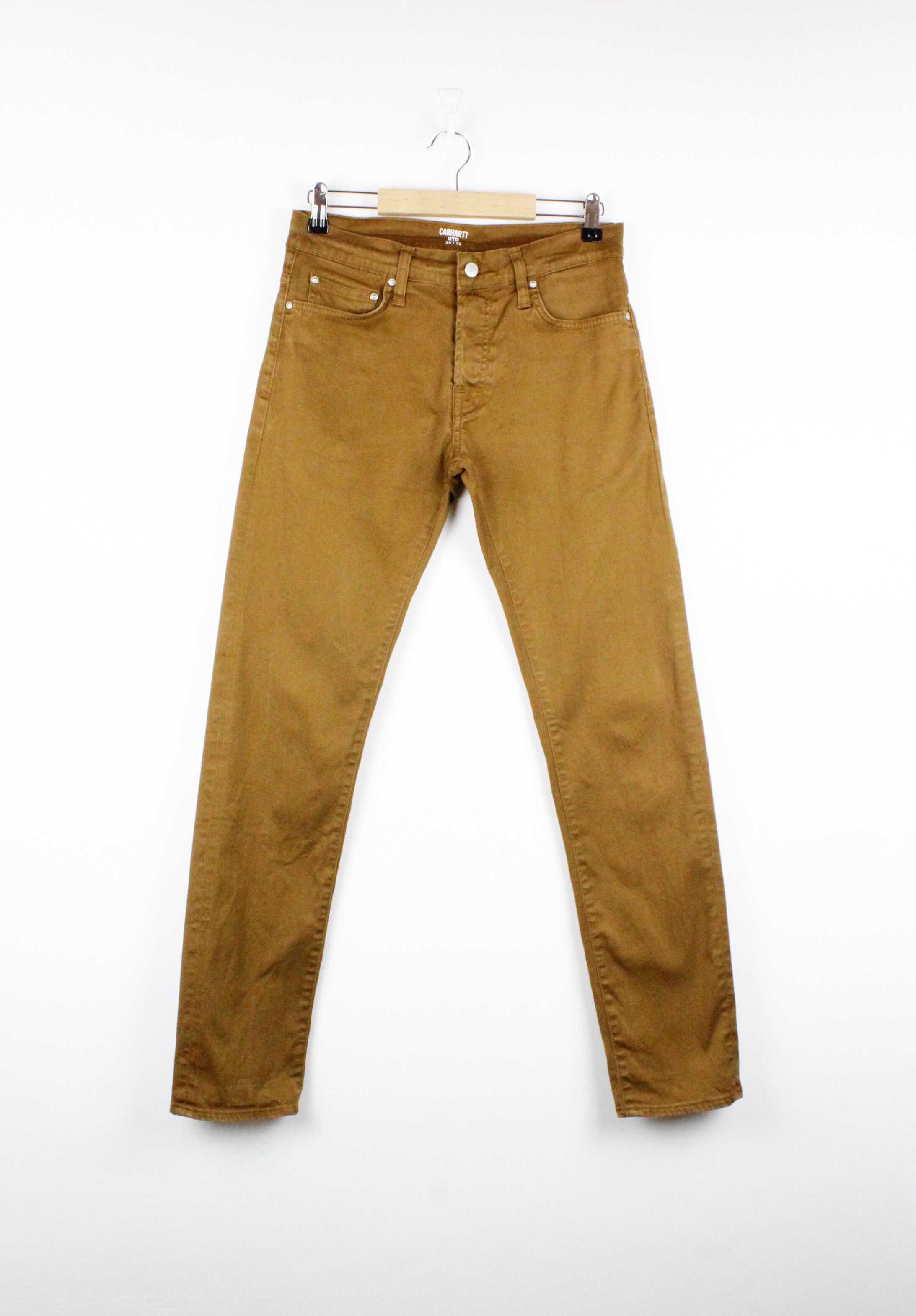 Carhartt Carhartt WIP Jeans Leather Logo Brown Klondike Denim Pants ...