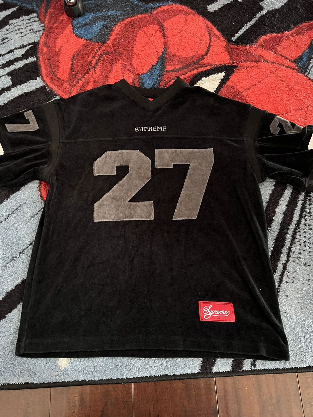 Supreme Velour Football Jersey Black Men's - FW19 - US