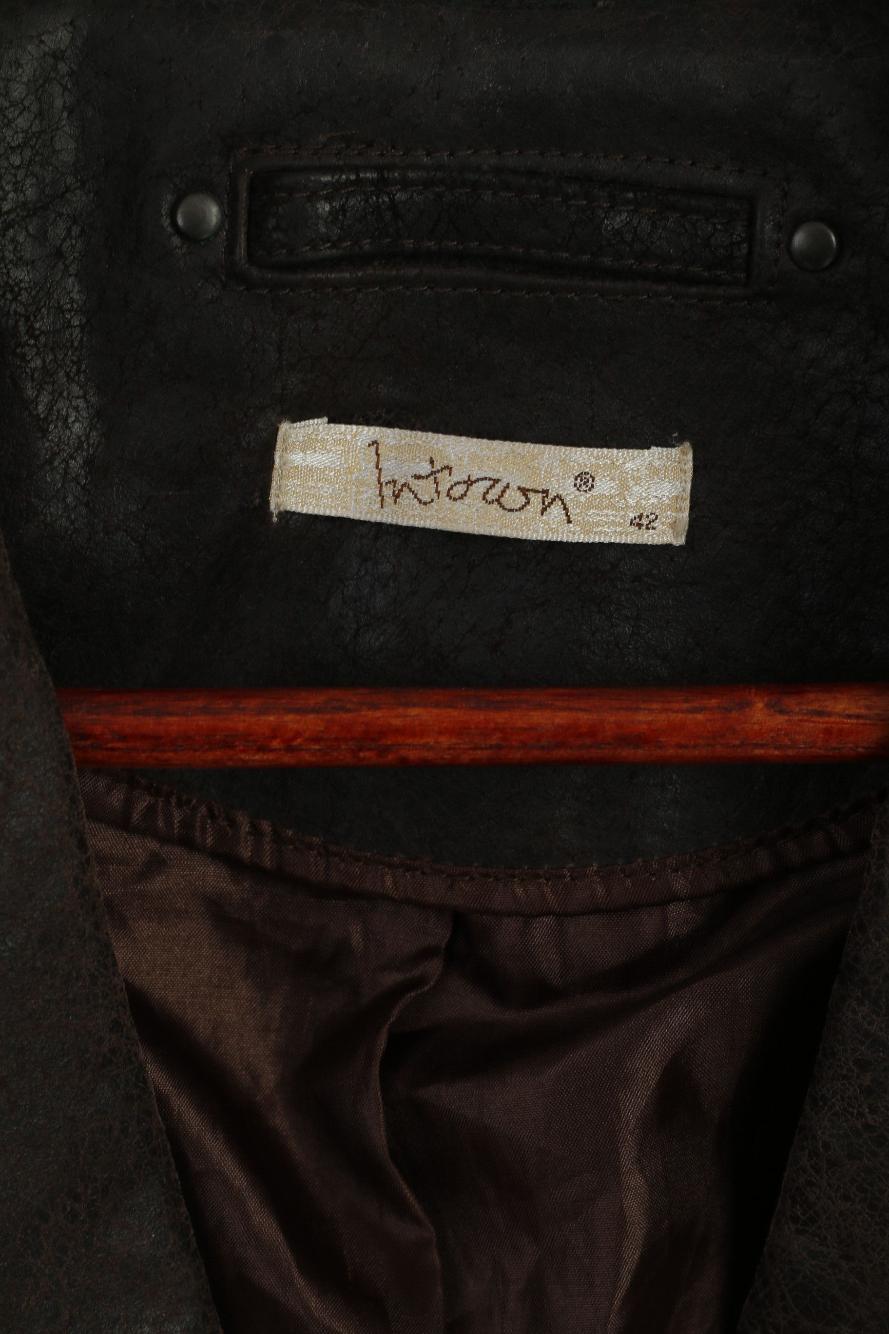 Vintage Intown Women 42 Blazer Leather Brown Buttoned 1458 Size L / US 10 / IT 46 - 5 Thumbnail