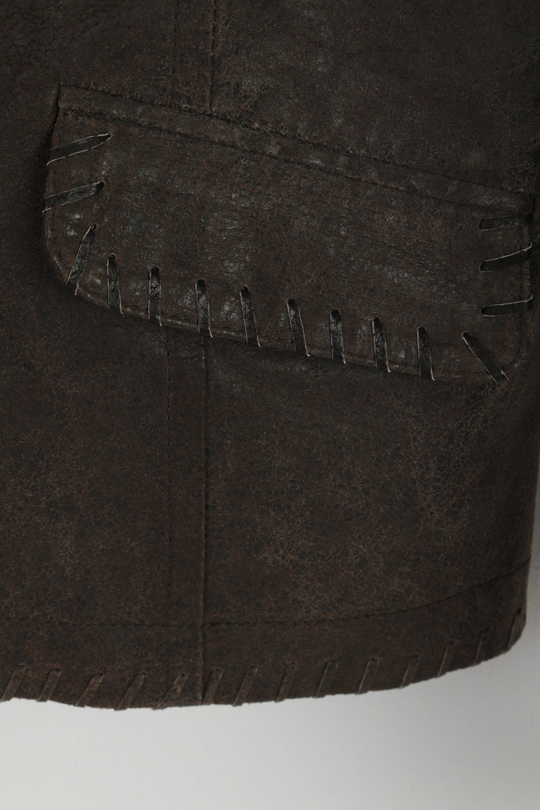 Vintage Intown Women 42 Blazer Leather Brown Buttoned 1458 Size L / US 10 / IT 46 - 4 Thumbnail