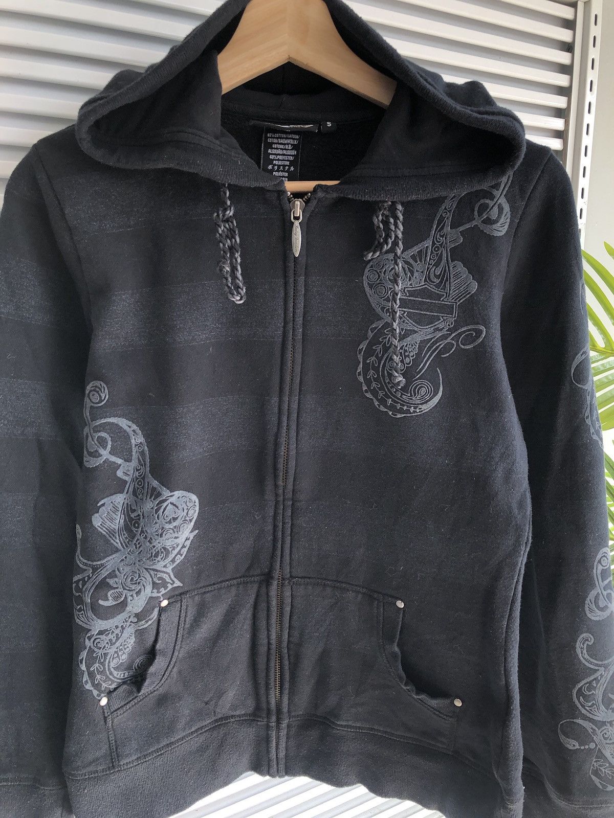 Harley Davidson Y2k Harley Davidson Floral Chrome Design Zipper Hoodie Size S / US 4 / IT 40 - 3 Thumbnail