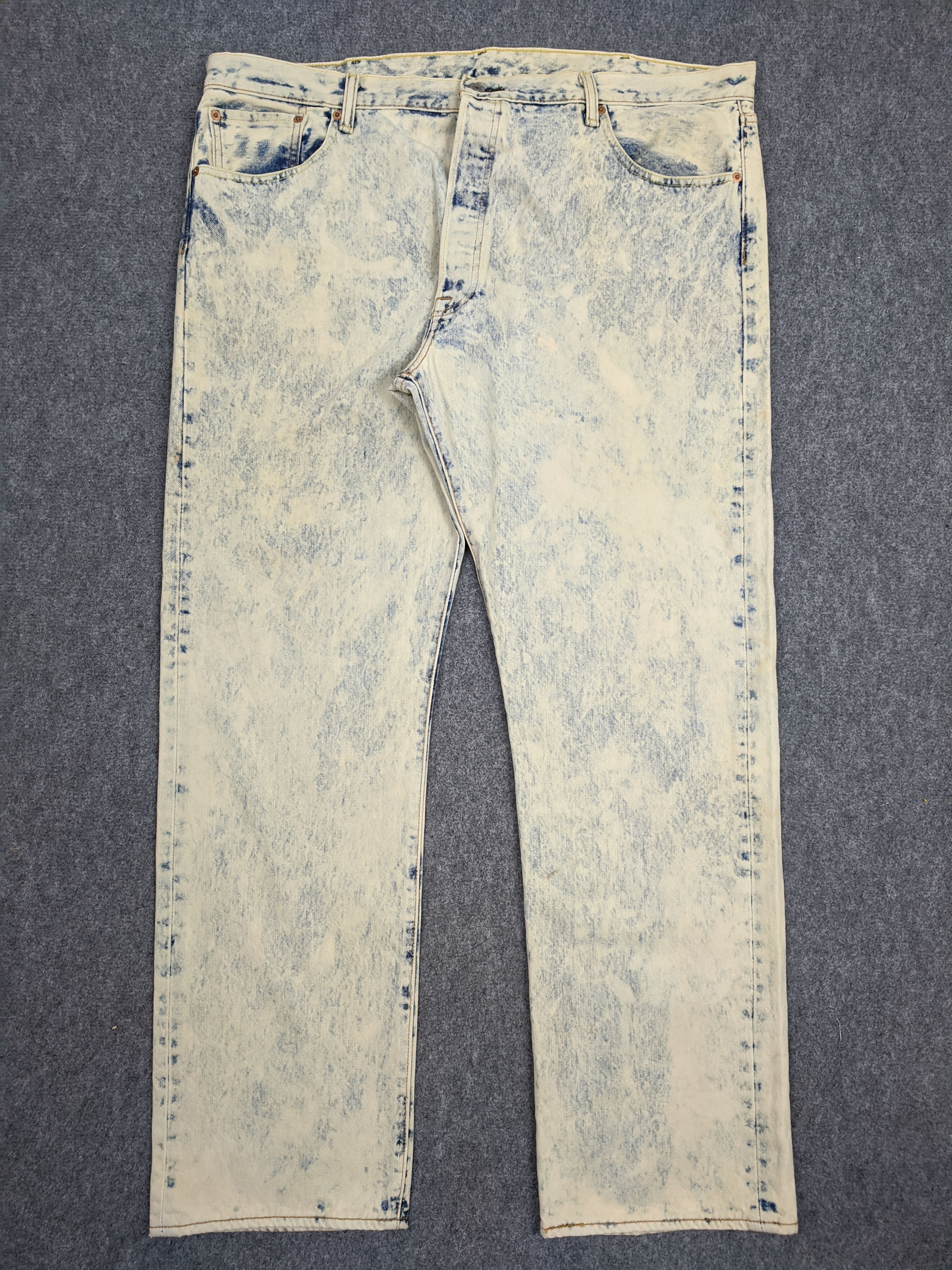 image of Levis 501 Acid Wash Jeans in Blue Denim, Men's (Size 44)