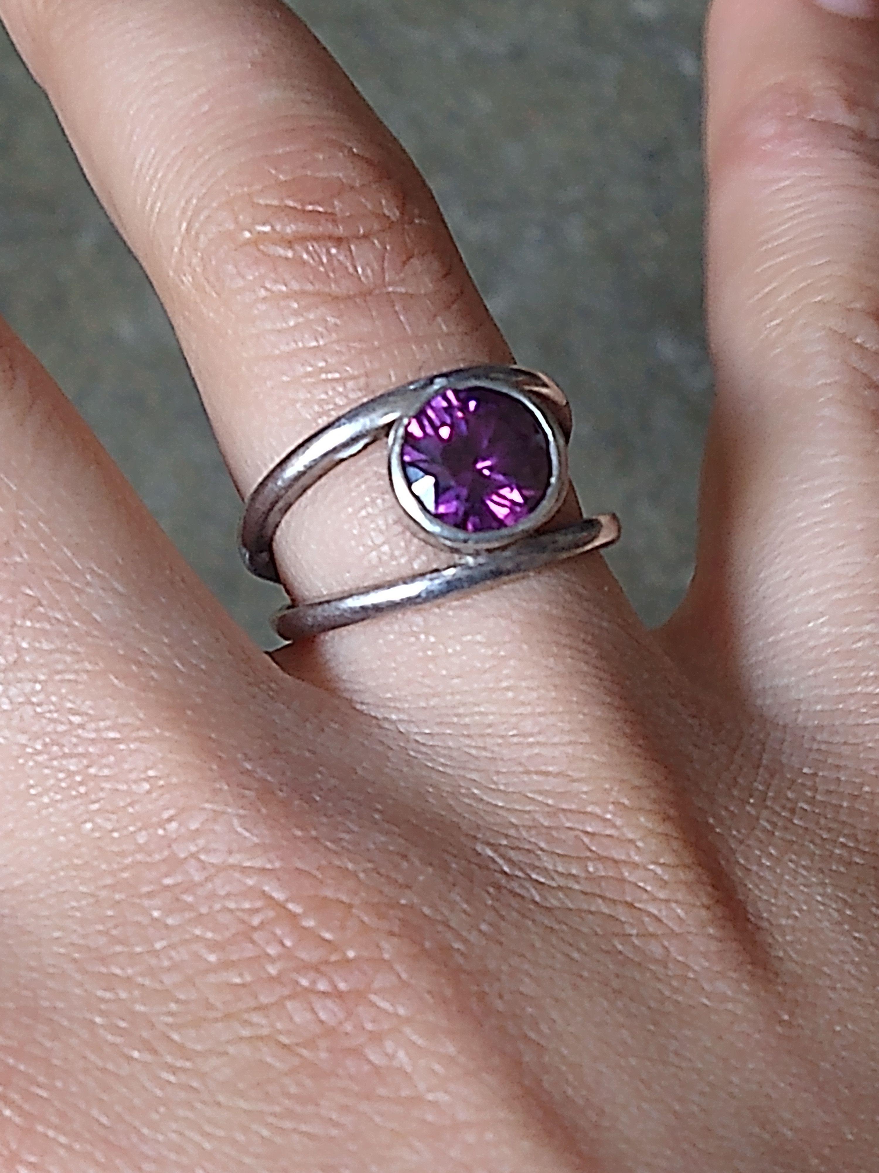 Jewelry × Sterling Silver Vintage Sterling Silver Ring Size 8.5 Amethyst Modern Size ONE SIZE - 10 Thumbnail