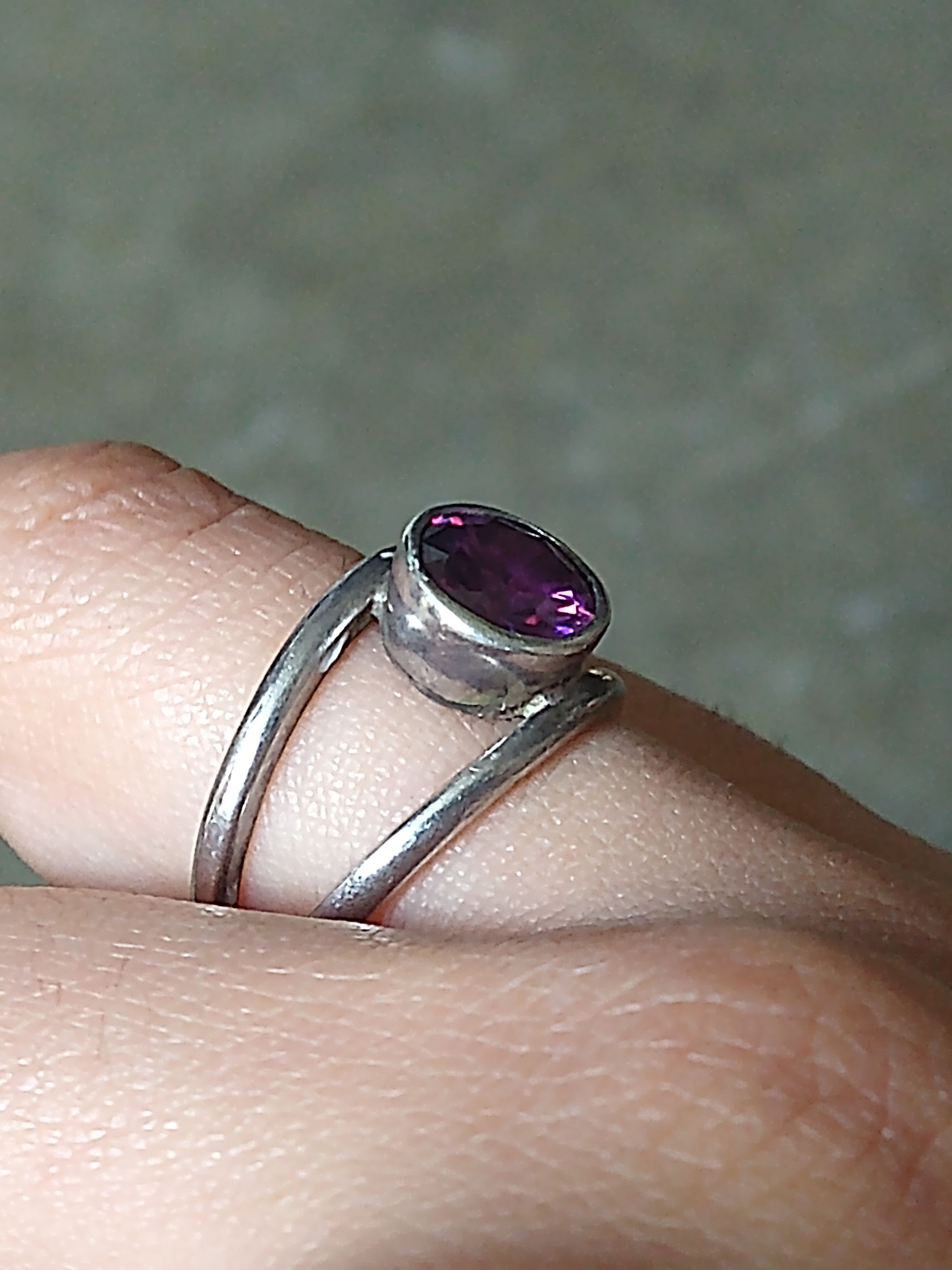 Jewelry × Sterling Silver Vintage Sterling Silver Ring Size 8.5 Amethyst Modern Size ONE SIZE - 11 Thumbnail