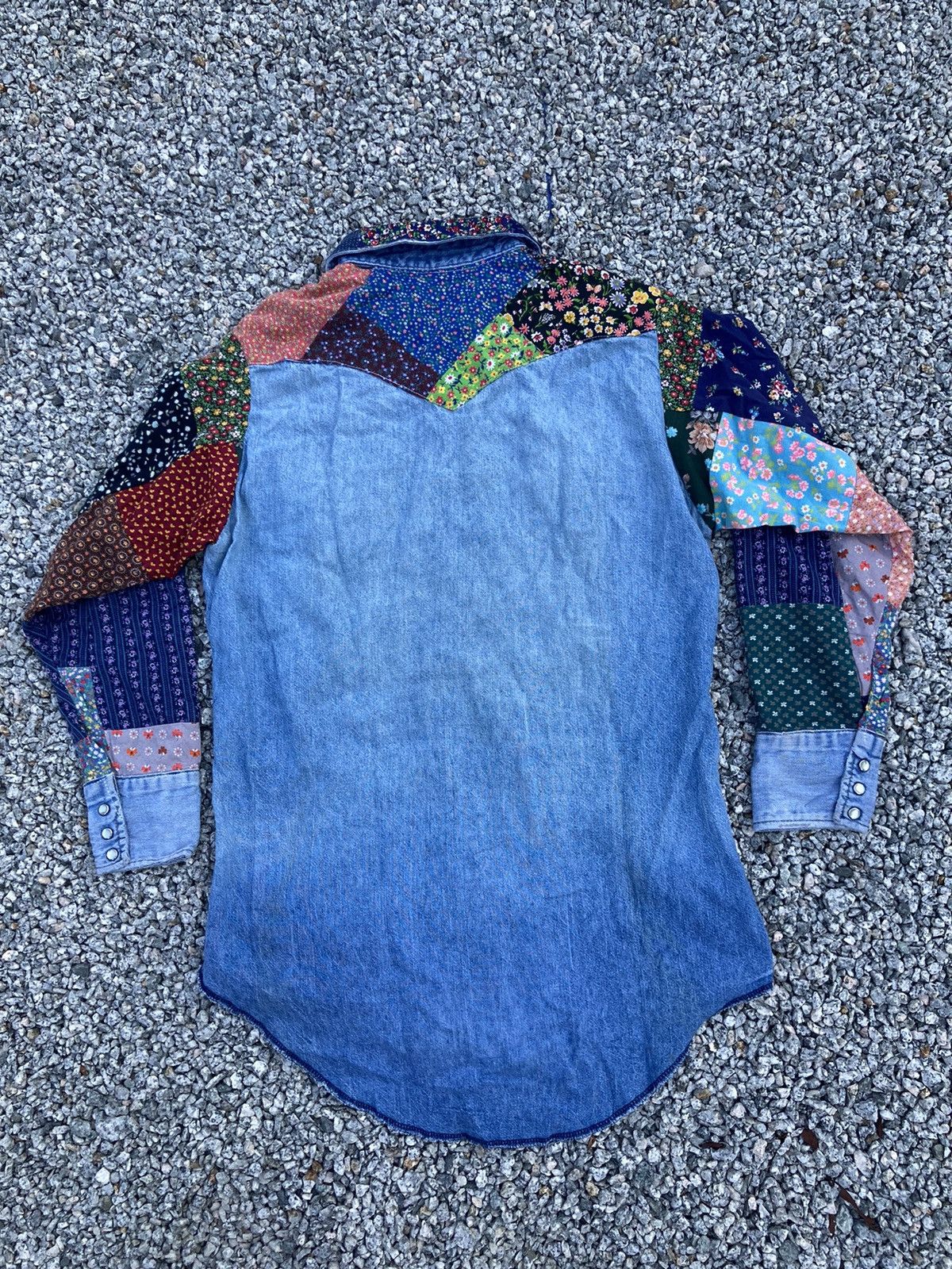 Vintage × Wrangler Vintage Wrangler Patchwork Denim Shirt Size US M / EU 48-50 / 2 - 3 Thumbnail