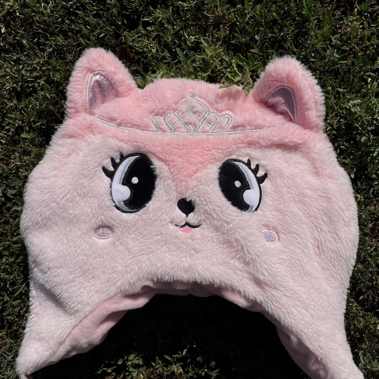 Vintage Vintage 90s Pink Mohair Cat Beanie Goth Y2K Faded Baggy OS Size ONE SIZE - 3 Thumbnail