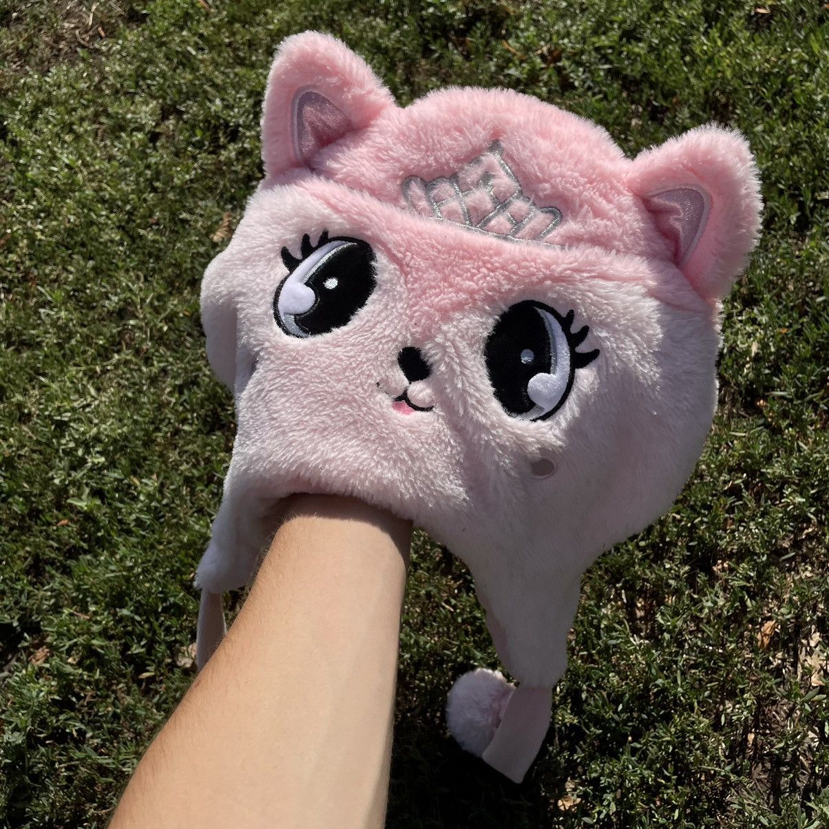 Vintage Vintage 90s Pink Mohair Cat Beanie Goth Y2K Faded Baggy OS Size ONE SIZE - 4 Thumbnail