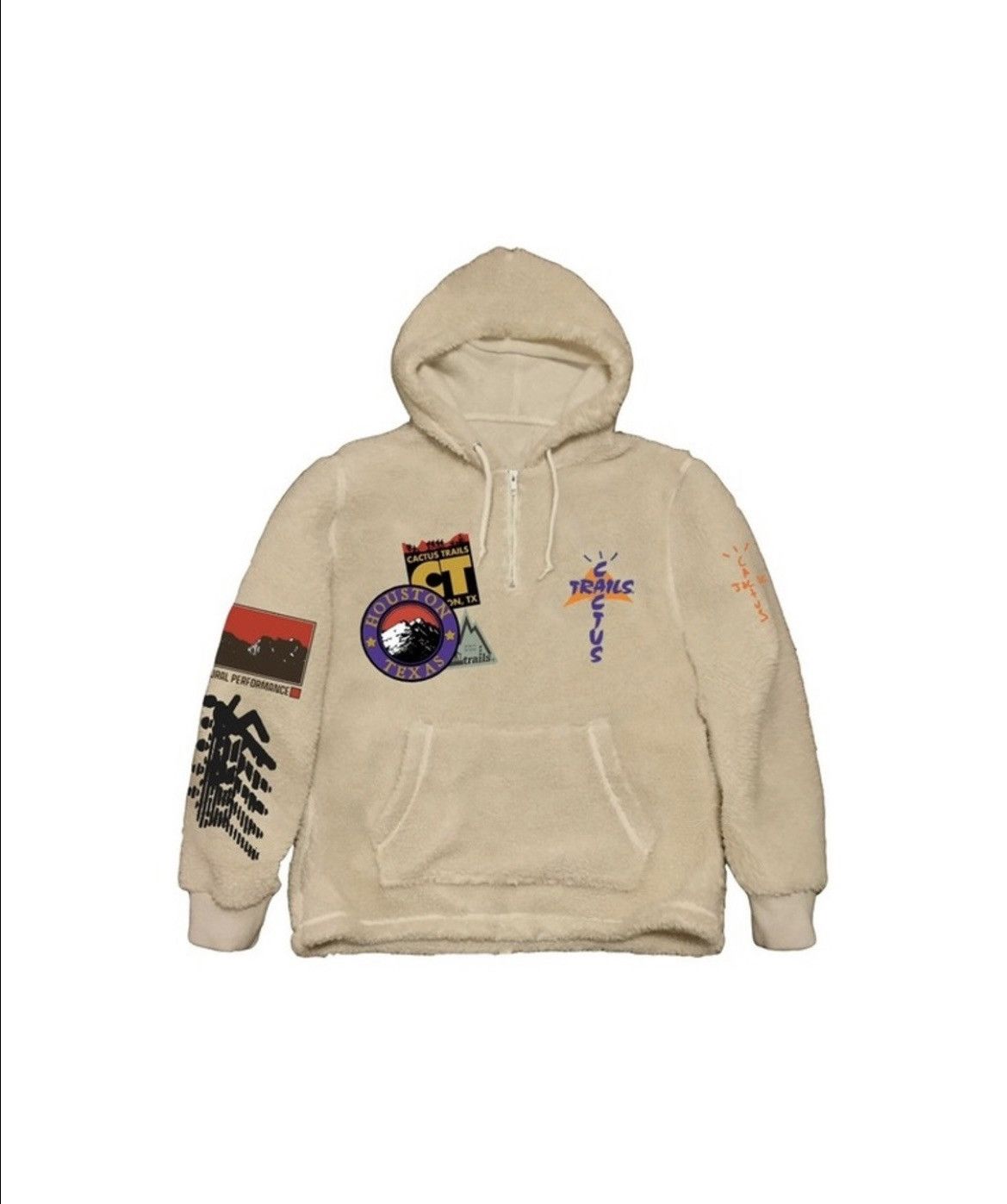 image of Travis Scott Cactus Trails Half-Zip Sherpa Hoodie in Cream, Men's (Size Small)