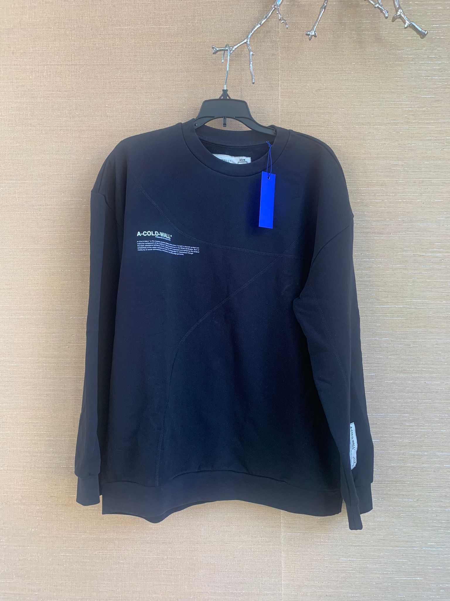 image of A Cold Wall Logo Asymmetric Crewneck In Black, Men's (Size Large)