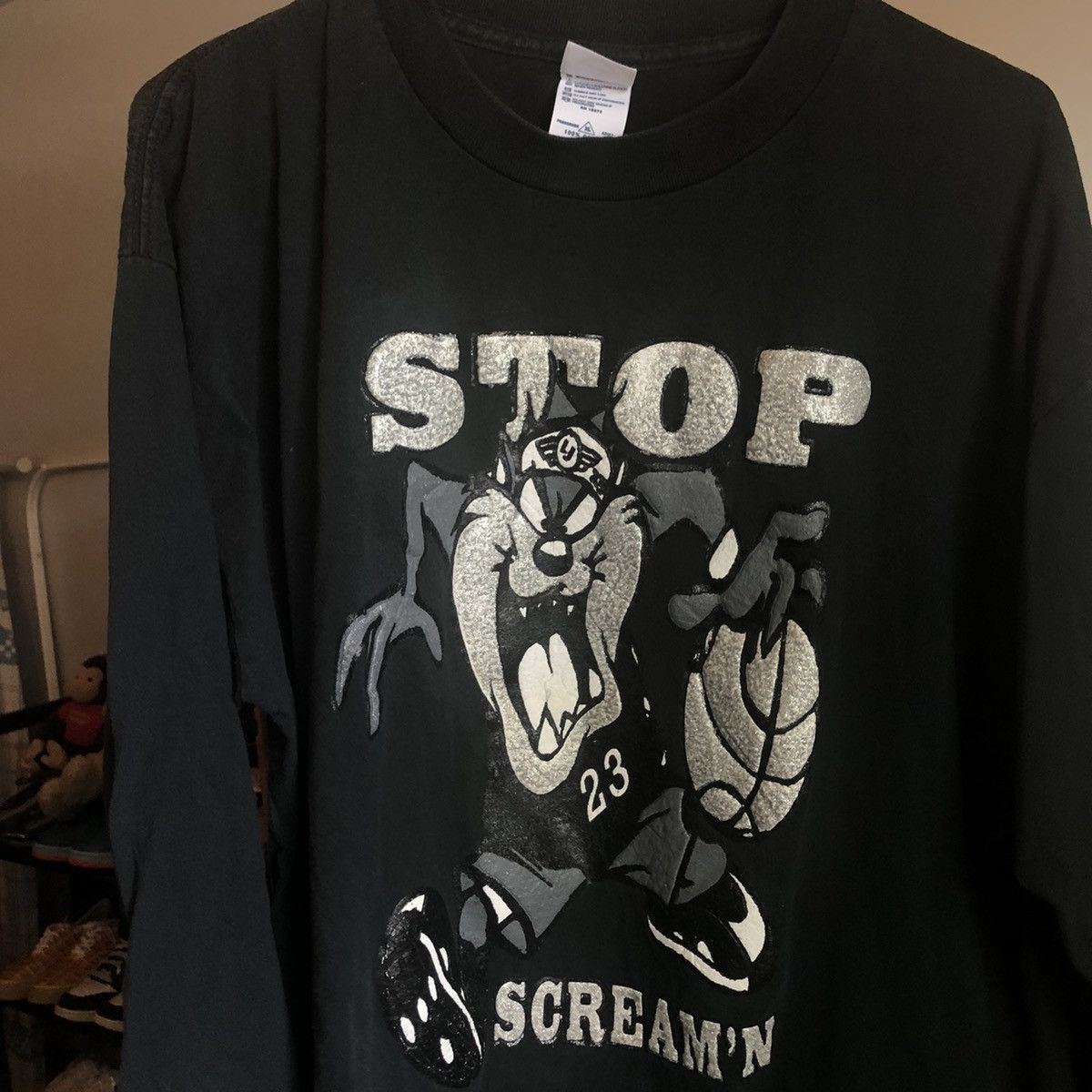 Vintage Vintage Looney Tunes Tazmanian Devil Stop Screamn Longsleeve Size US XL / EU 56 / 4 - 1 Thumbnail