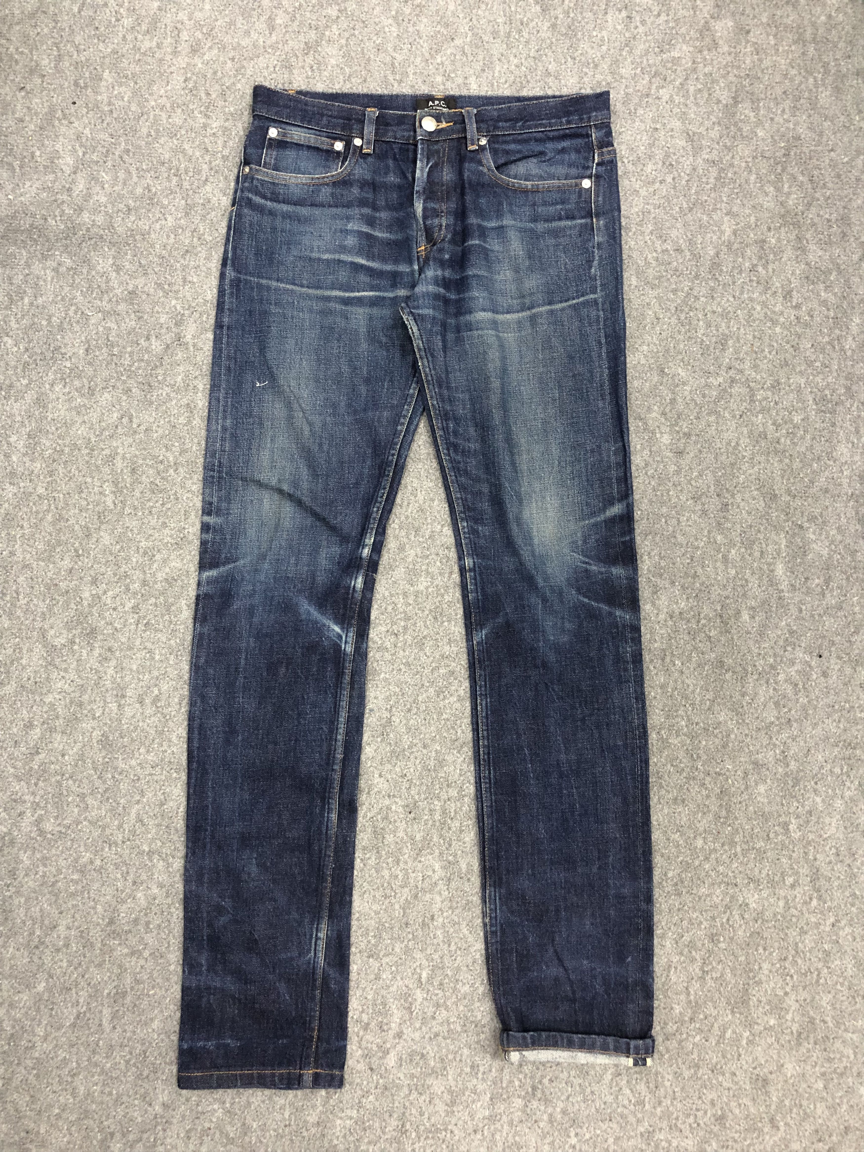 image of A P C Petit Standard Redline Selvedge Jeans in Blue Denim, Men's (Size 31)