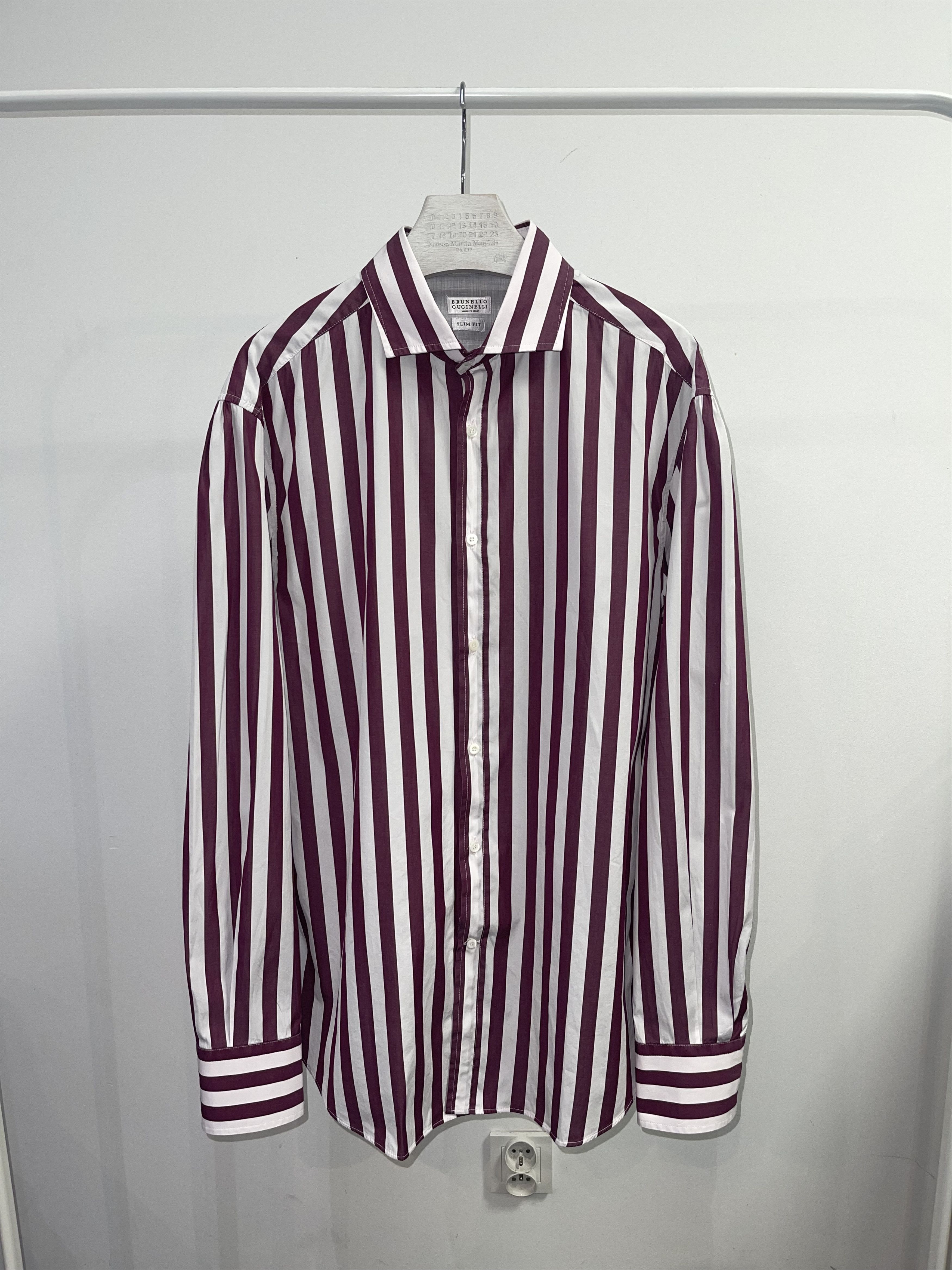 Brunello Cucinelli DS! Brunello Cucinelli Striped Button Up Shirt Size US XL / EU 56 / 4 - 1 Thumbnail