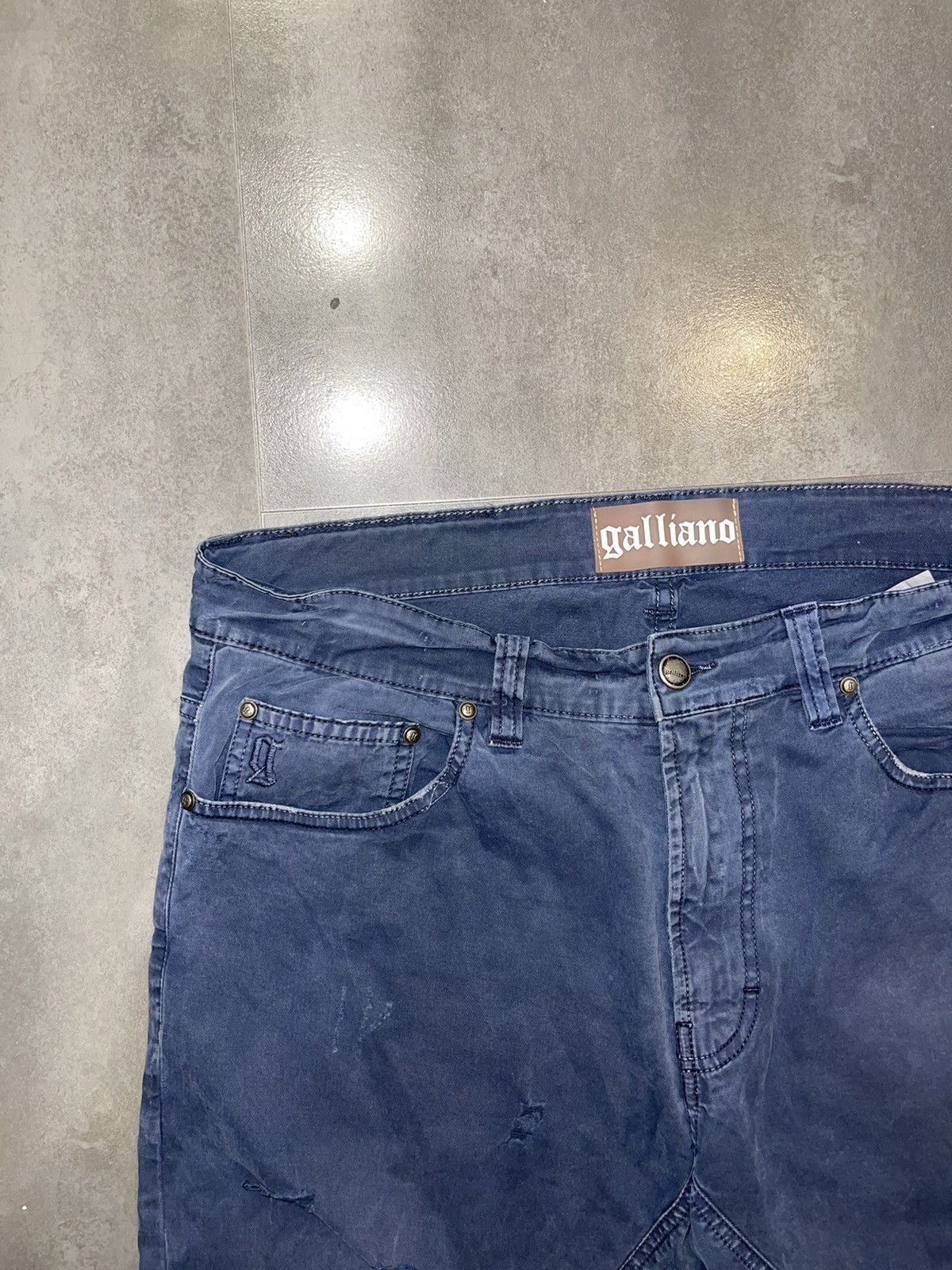 John Galliano Galliano Distressed Dark Navy Biker Denim Pants Size US 34 / EU 50 - 7 Thumbnail