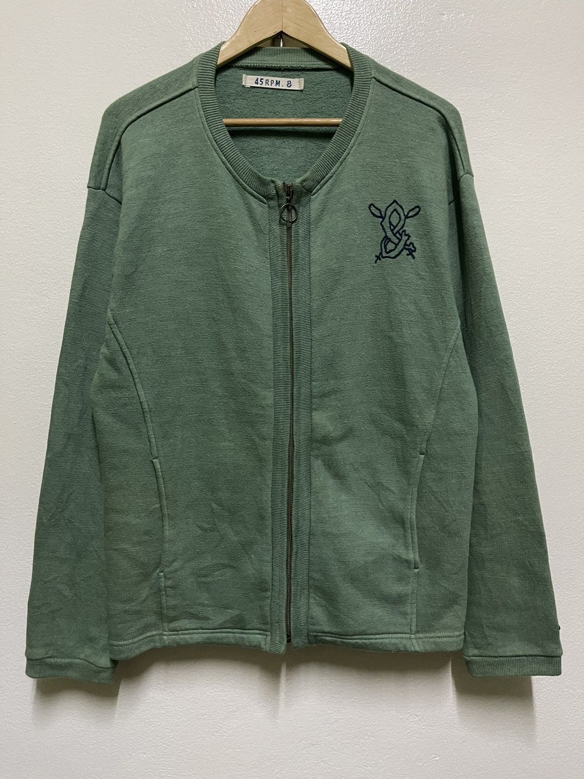 image of 45Rpm Zipper Sweatshirt in Green, Men's (Size Large)