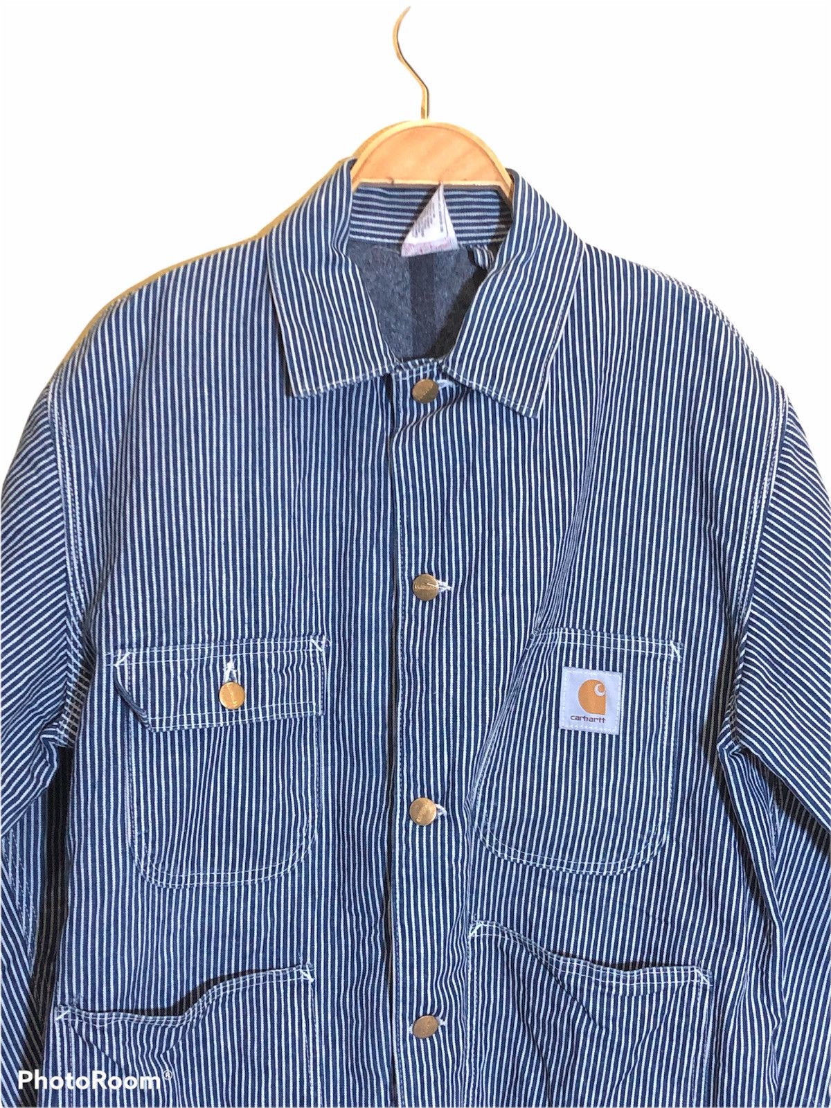 Carhartt × Carhartt Wip Vintage CARHATT WIP Michigan Chore Jacket hickory stripe Size US L / EU 52-54 / 3 - 4 Thumbnail