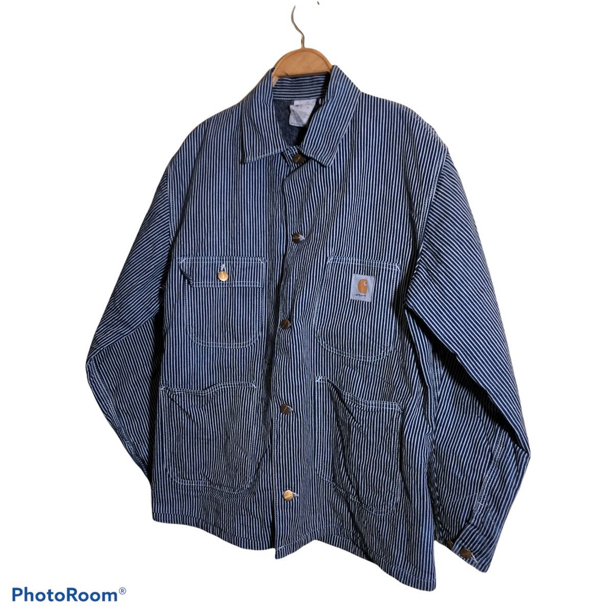 Carhartt × Carhartt Wip Vintage CARHATT WIP Michigan Chore Jacket hickory stripe Size US L / EU 52-54 / 3 - 3 Thumbnail