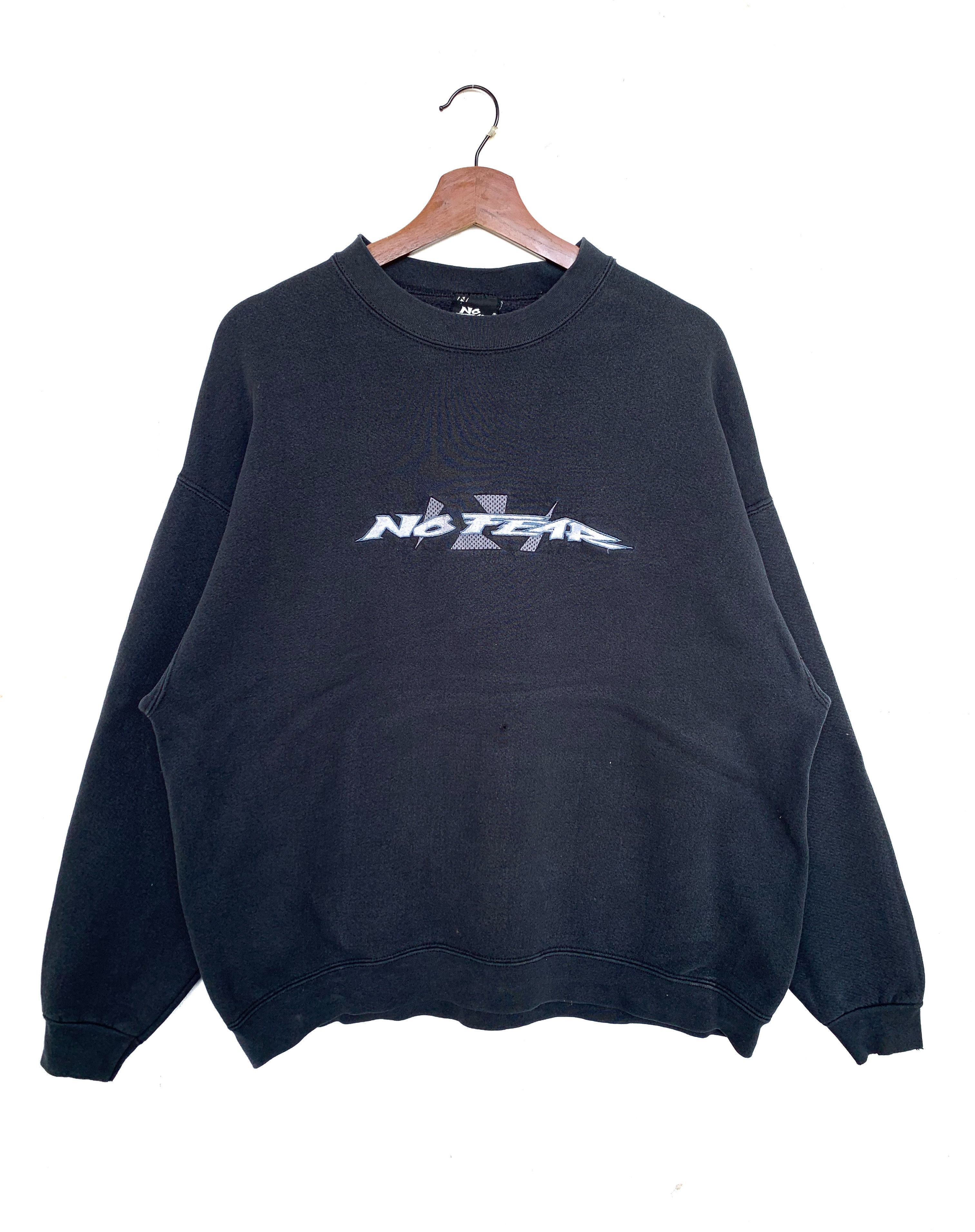 image of Made In USA x No Fear Vintage 90's No Fear Embroidery Logo Sweatshirt/size M in Faded Black (Size M