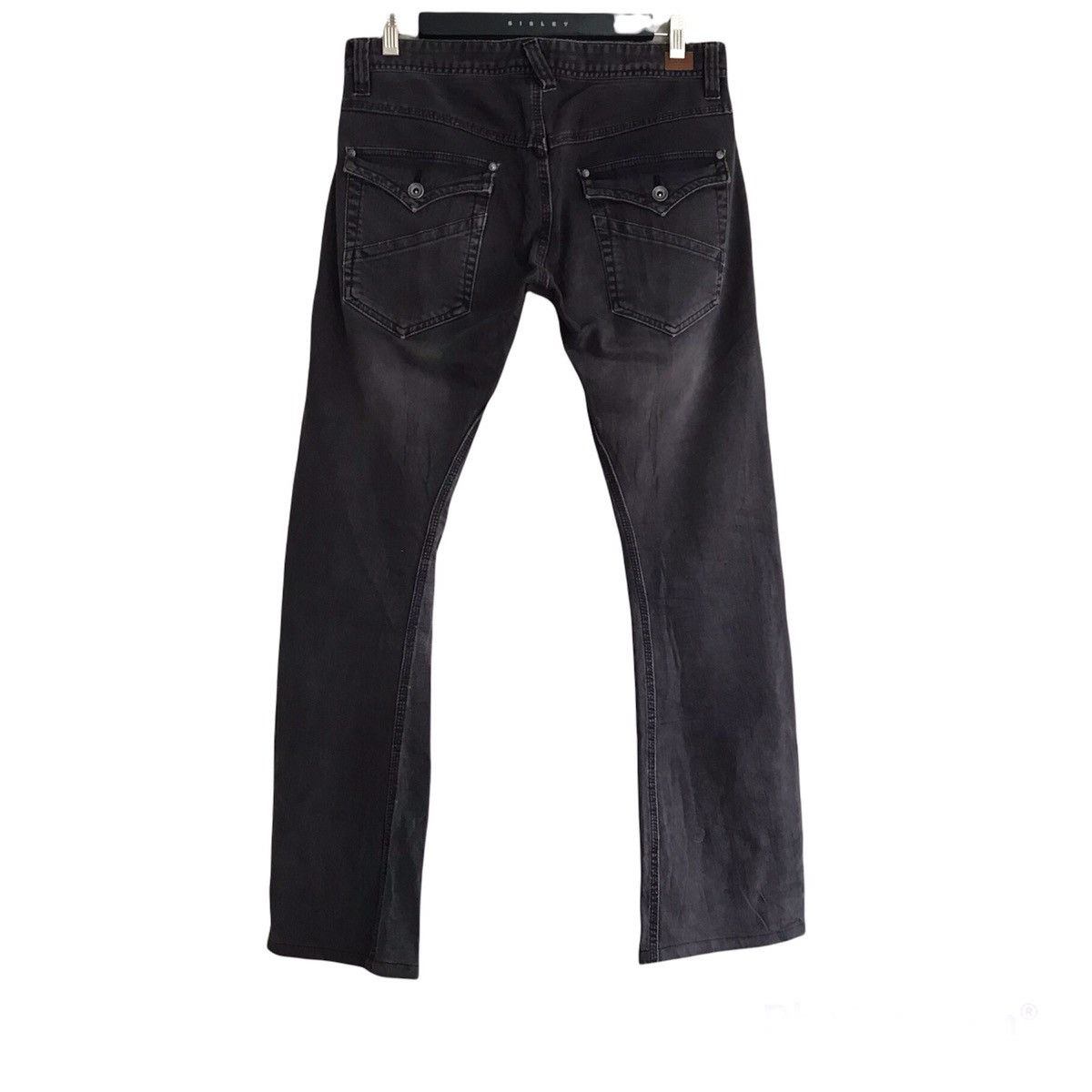 image of Matsuda Nicole Club For Men Distressed Denim Flares Faded in Black (Size 33)