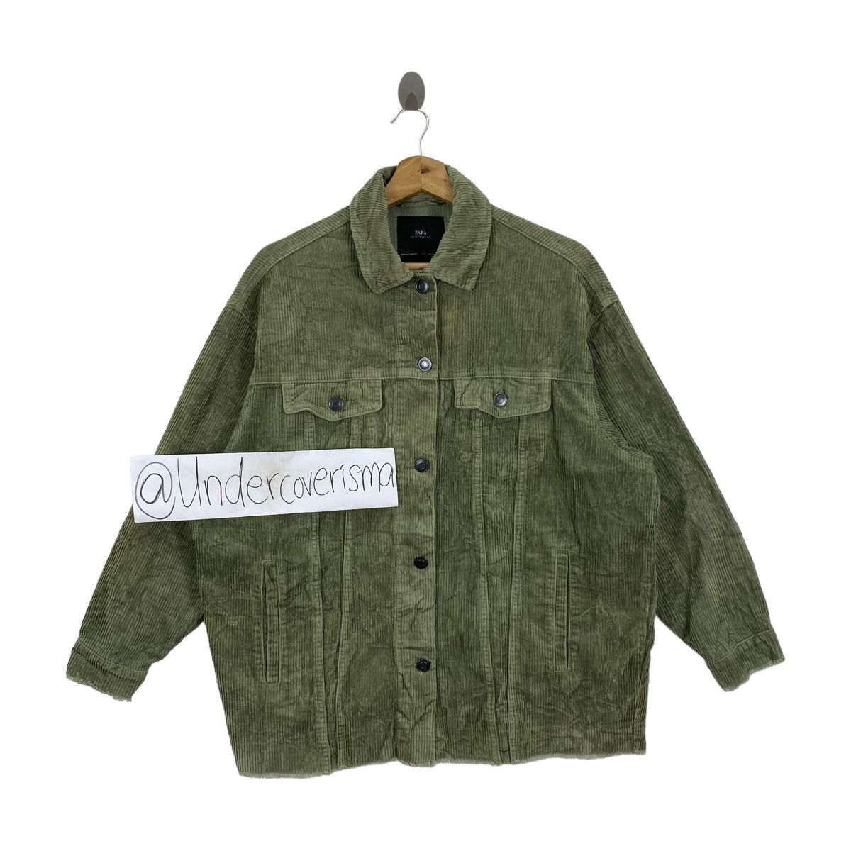 Vintage Vintage ZARA OUTERWEAR Button Up Curdory Green Oversize Size US S / EU 44-46 / 1 - 1 Thumbnail