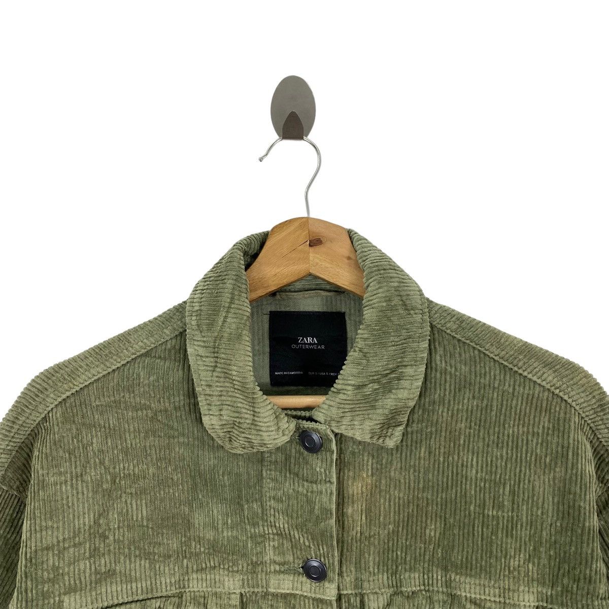Vintage Vintage ZARA OUTERWEAR Button Up Curdory Green Oversize Size US S / EU 44-46 / 1 - 2 Thumbnail