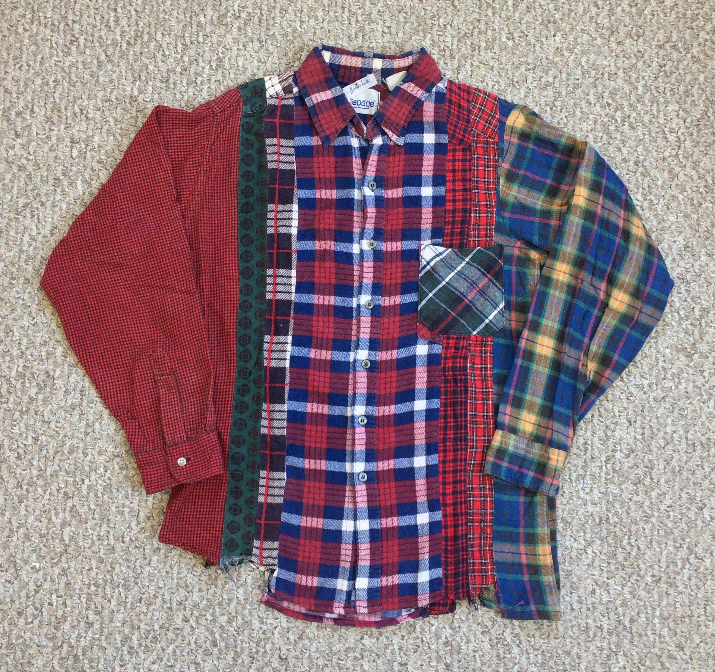 image of Needles x Sonic Lab Early 7 Cut Rebuild Flannel! in Mix, Men's (Size Small)