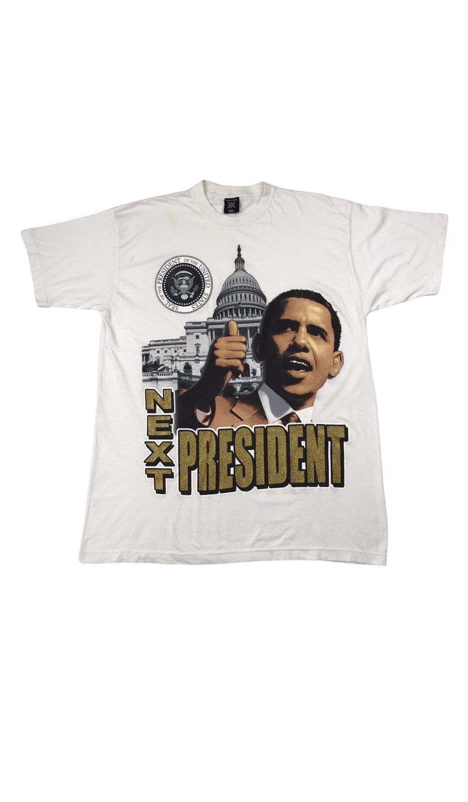 image of Obama Next President Election Promo Nice Design T-Shirt in White, Men's (Size 2XL)