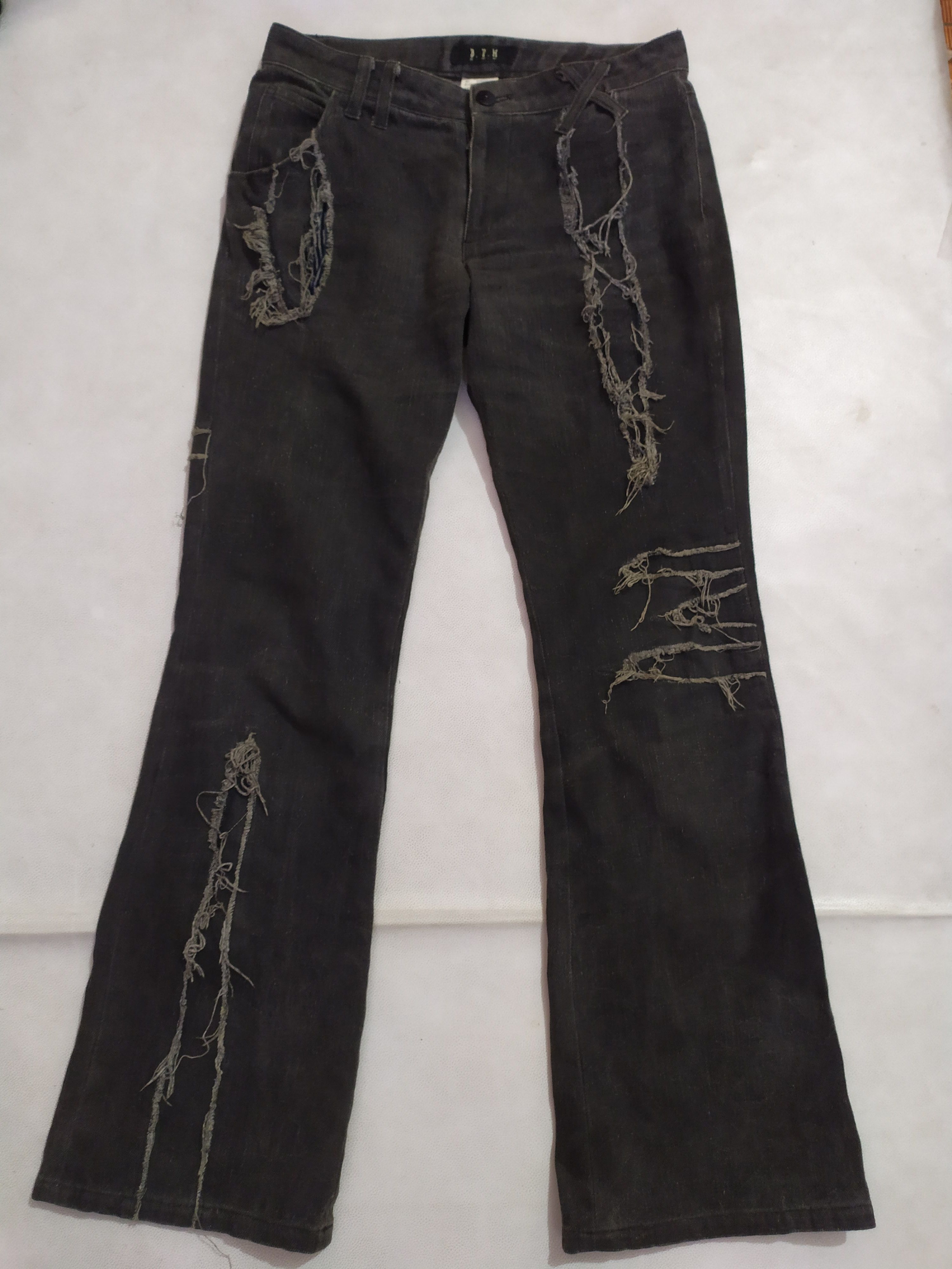 Japanese Brand 🔥Japanese BPN Distressed Patchwork flare Pants Size US 29 - 1 Thumbnail