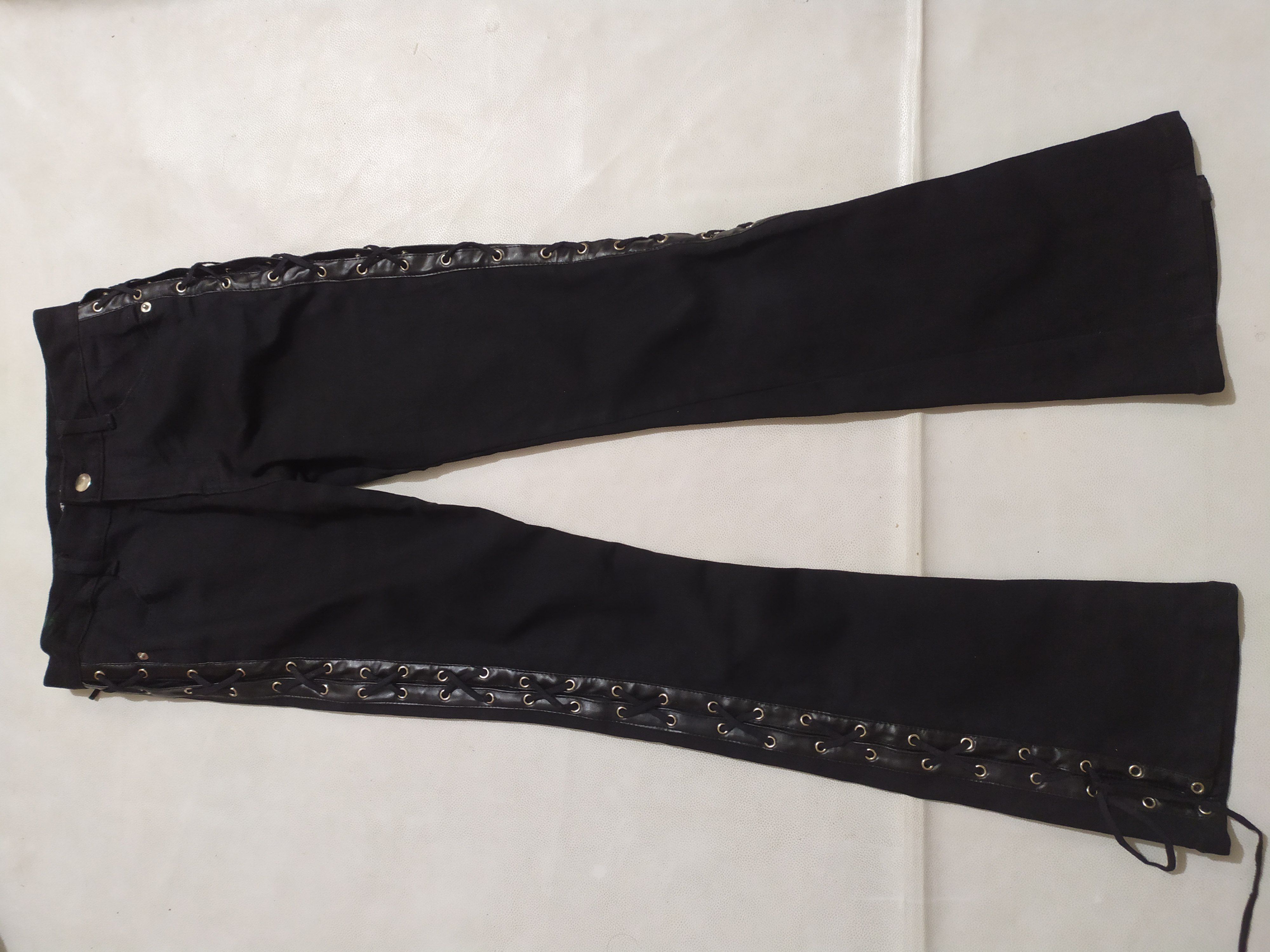 Pre-owned Streetwear Cryx Sps Bondage Side Laces Flare Pants In Black